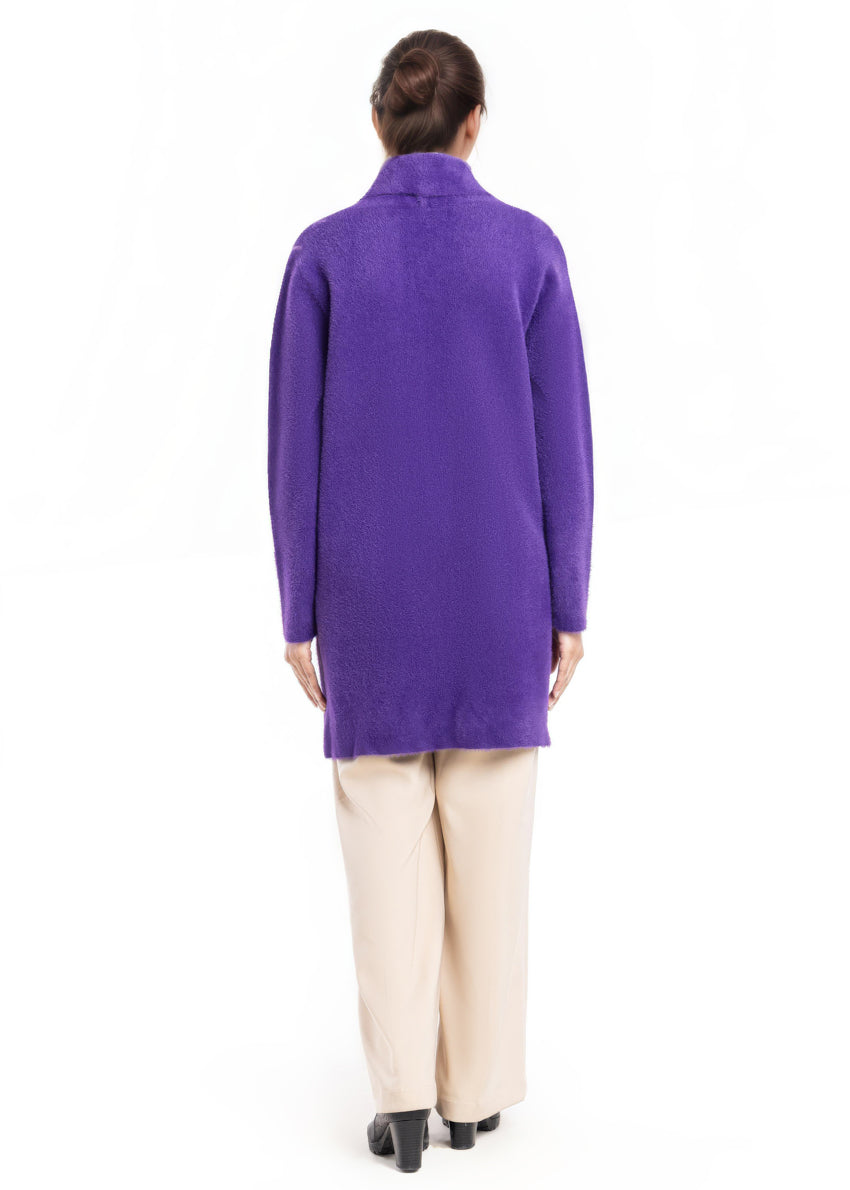 Mauve-Front Open Full Sleeves Cardigan Sweater (25Y-115-67)