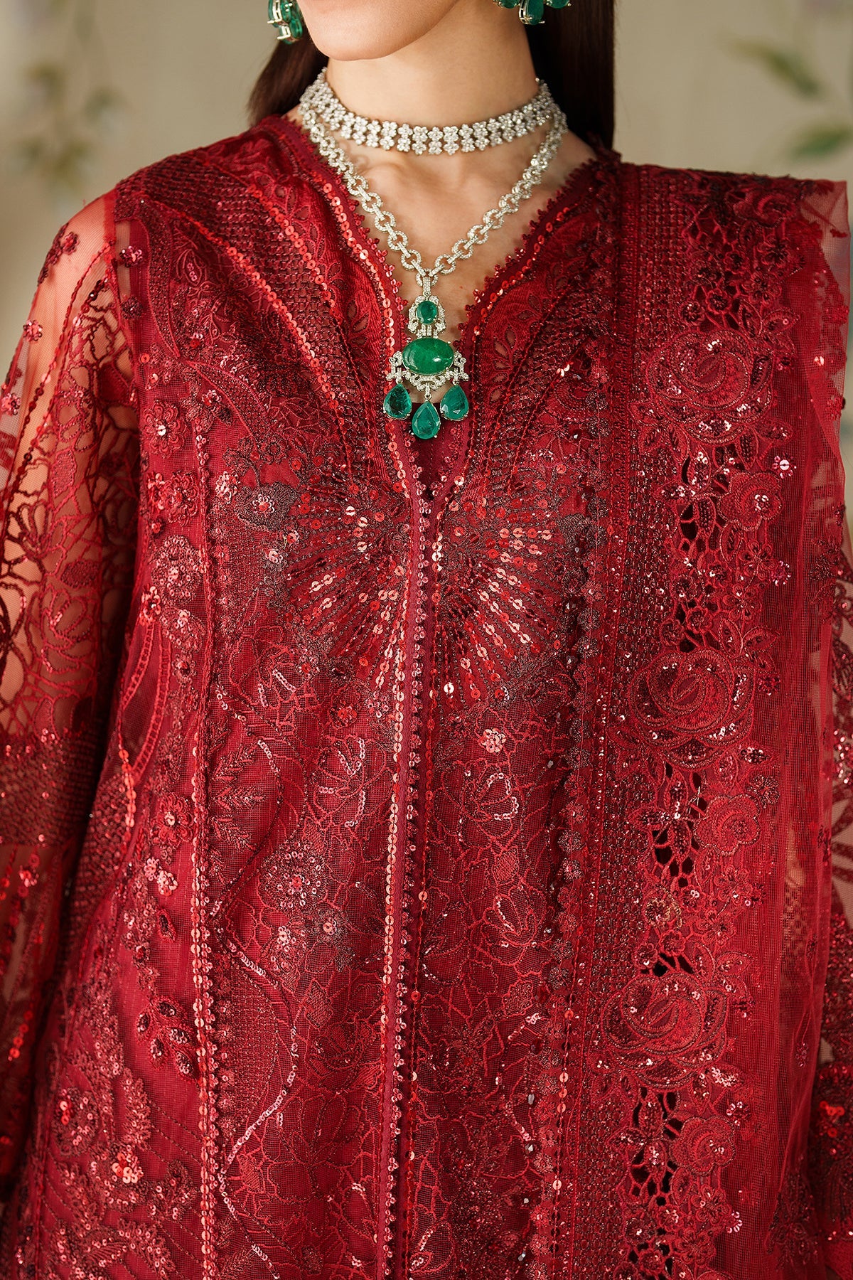 EMBROIDERED NET CH14-01 STITCHED