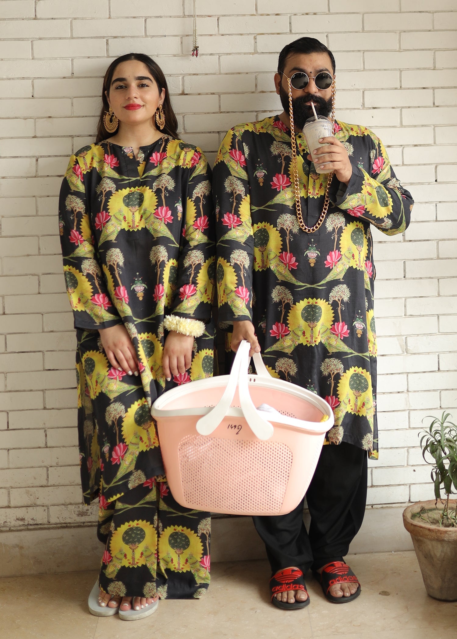3 Piece Dyed Dobby Lawn Suit