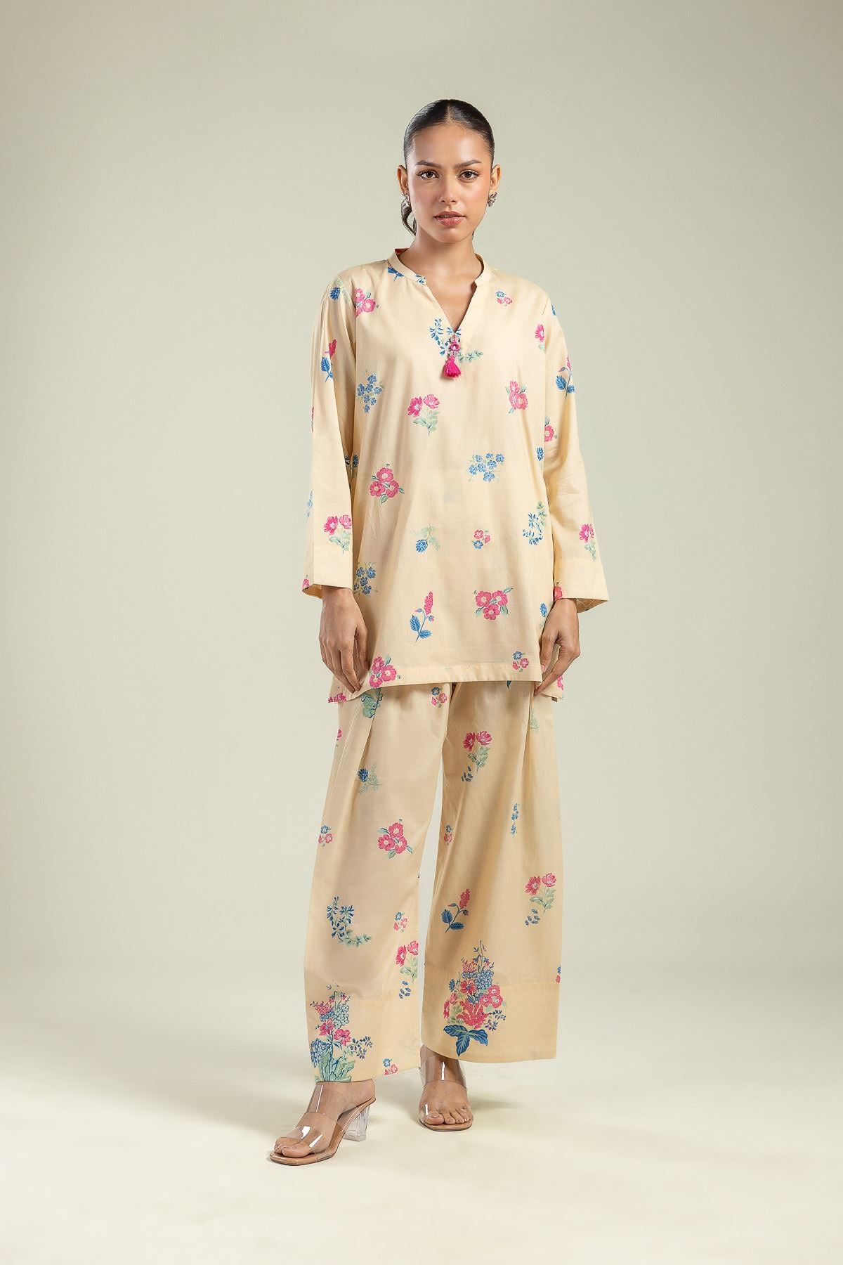 Beige Floral Shalwar