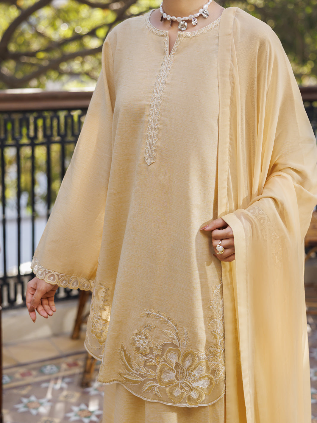 Beige Yarn Dyed Stitched 3PC - ALP-3PS-2611