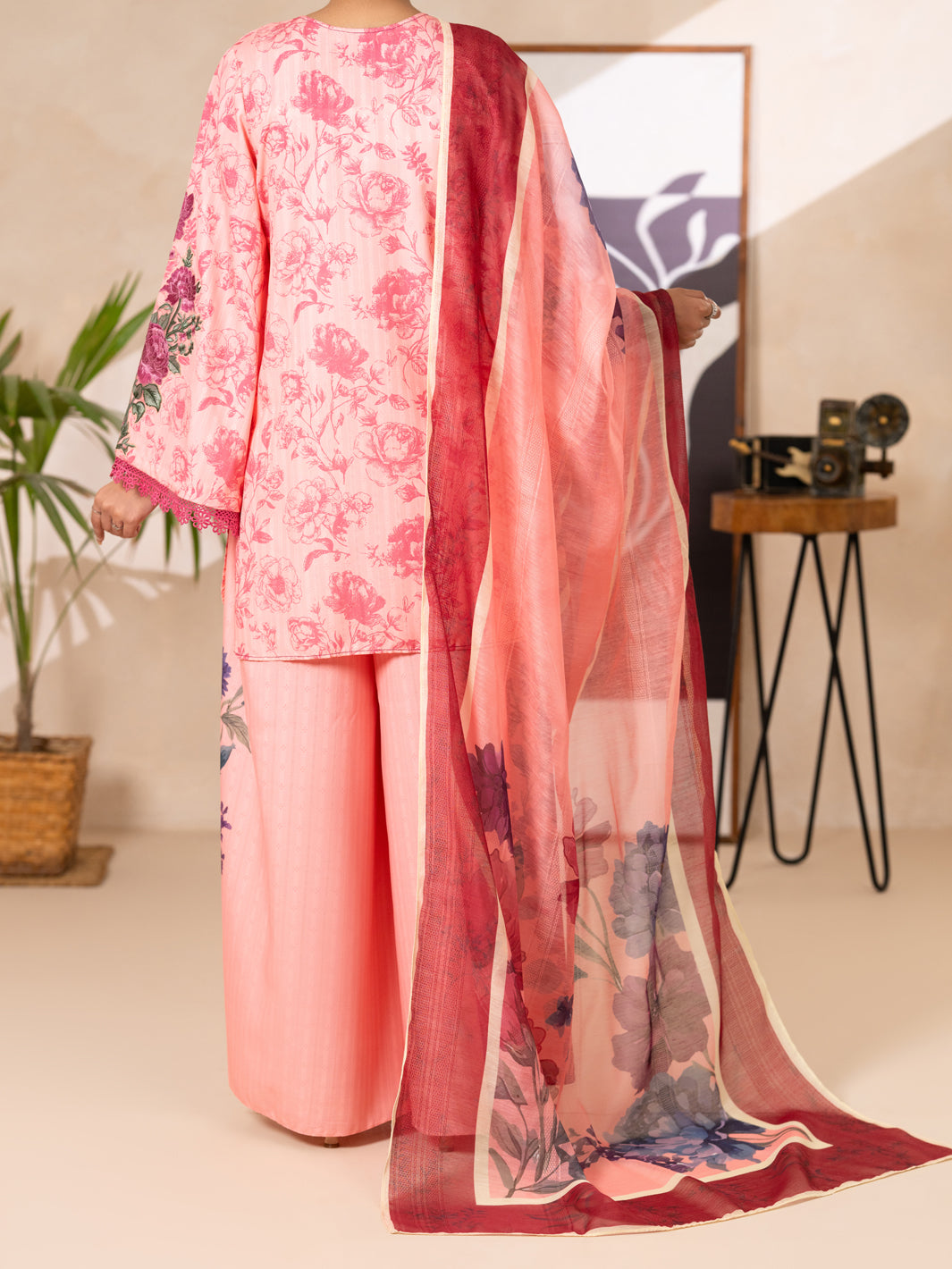 Pink Swiss Jacquard 3Pc Stitched - ALP-3PS-2633