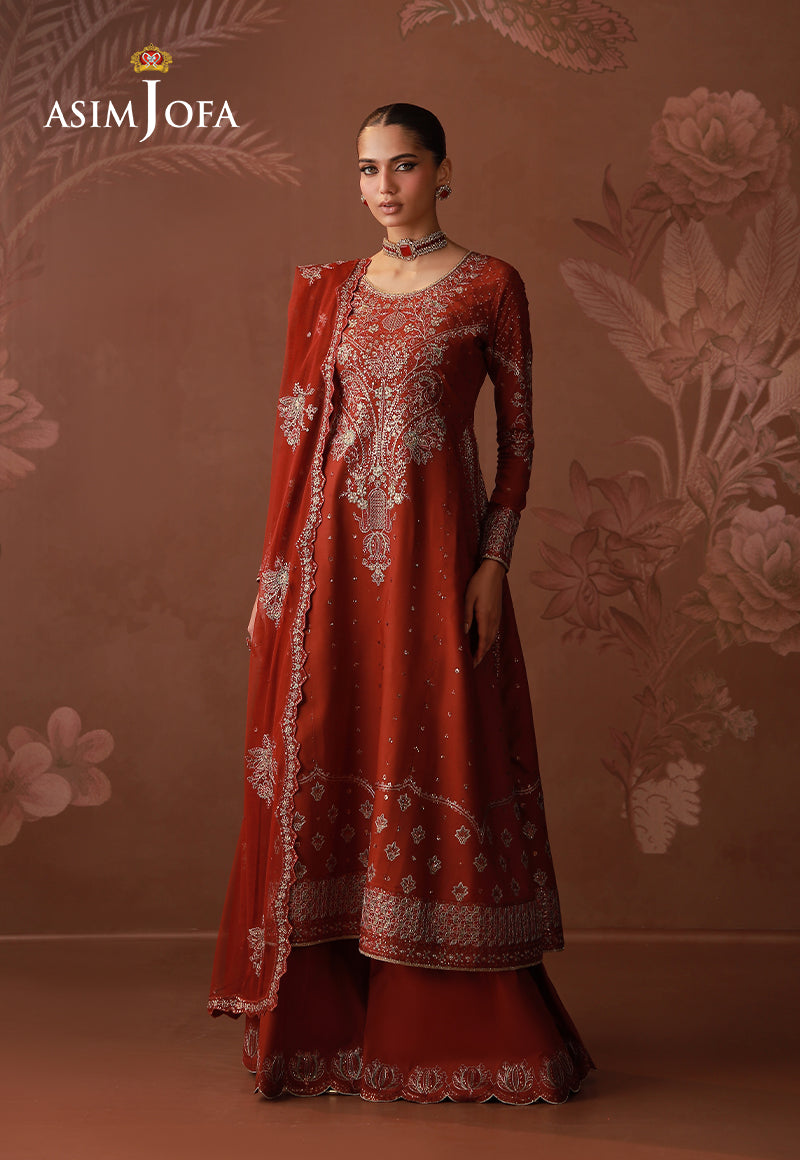 AJULDD-02 Embroidered Boski Silk Stitched 3 Pcs