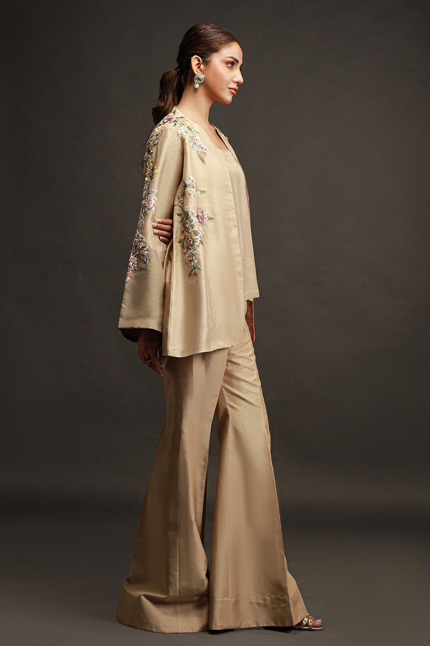 3 Piece Embroidered Linen Suit