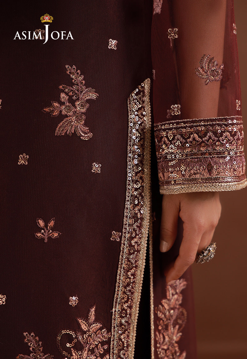 AJULD-07 Embroidered Poly Net Unstitched 3 Pcs