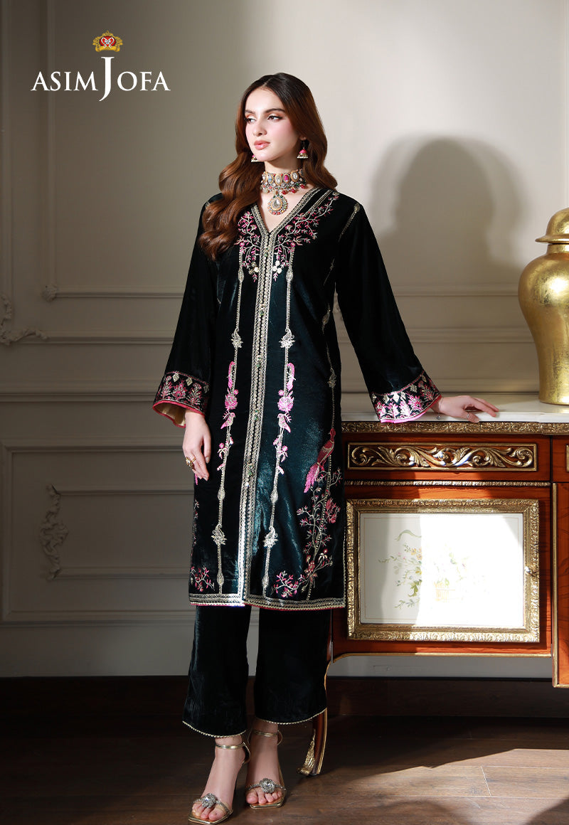 AJEMB-11 EMBROIDERED ORGANZA STITCHED 3 PCS
