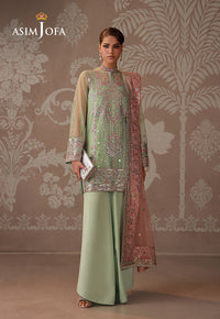 AJULD-10 Embroidered Poly Net Unstitched 3 Pcs