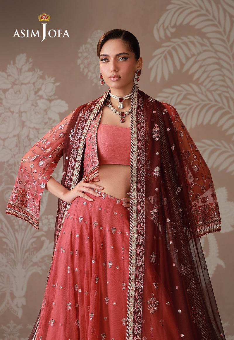 Ajuldd-04 Embroidered Poly Net Stitched 4 Pcs