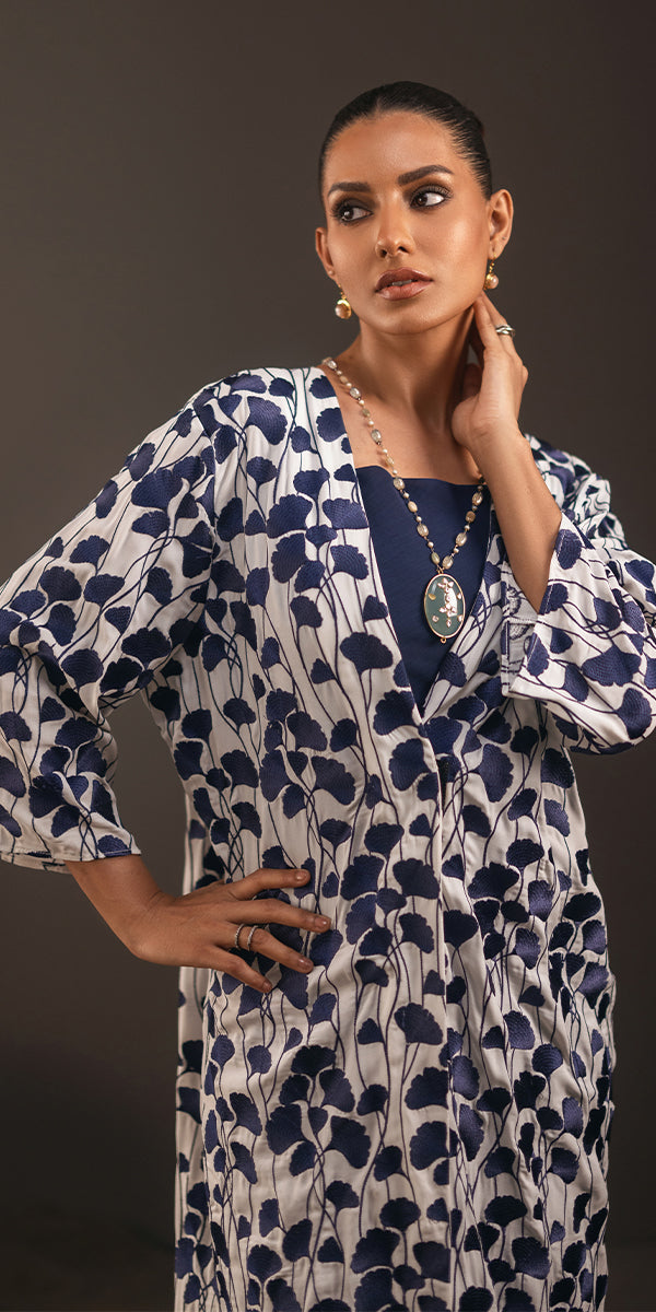 Linen Blend Printed Dress