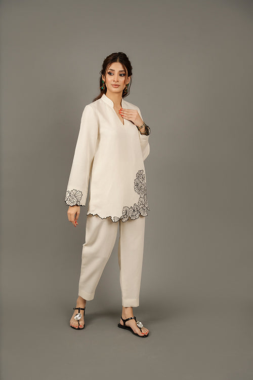 Off white embroidered Co-ord Set
