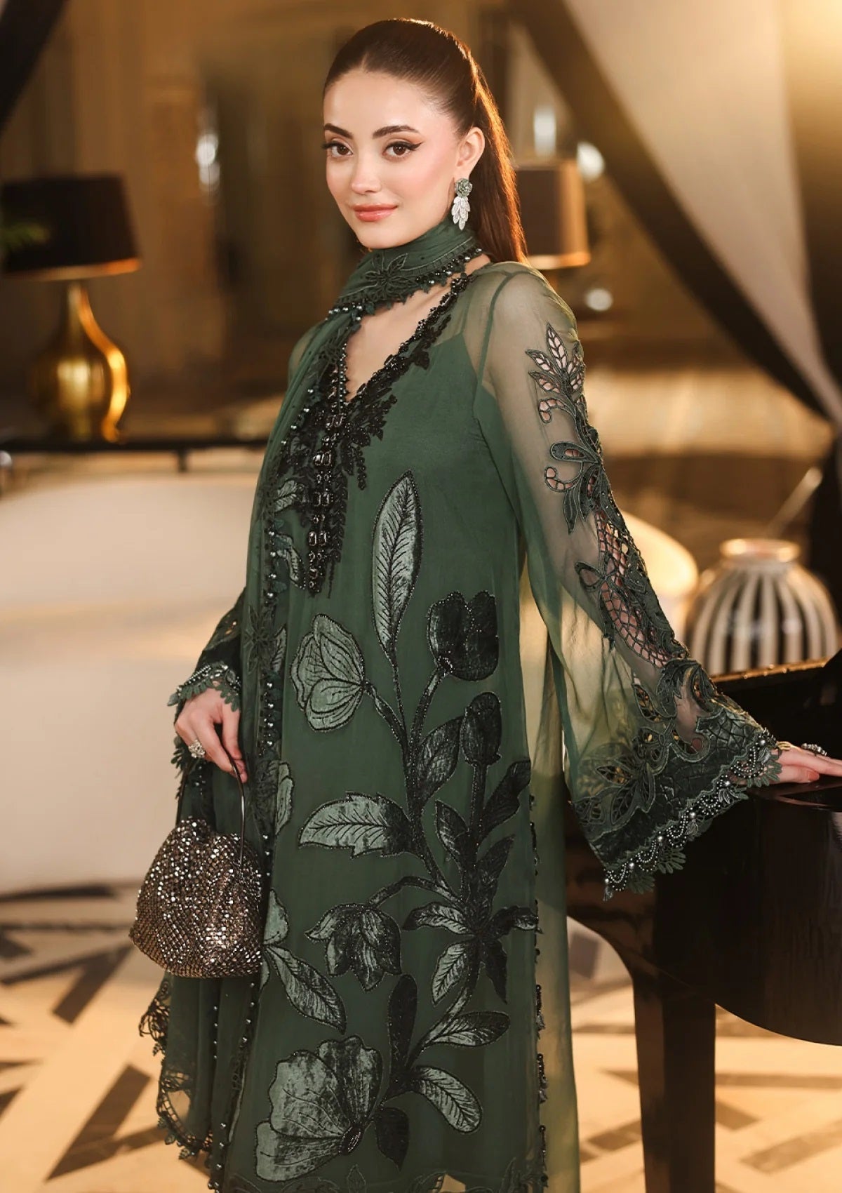 Maria.B Royale Tea Affair-D07 Luxury Embroidered Pure Chifon Unstitched 3Pc Suit PA-188