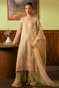 CANARY BUTTER-4 PIECE EMBROIDERED ORGANZA SUIT