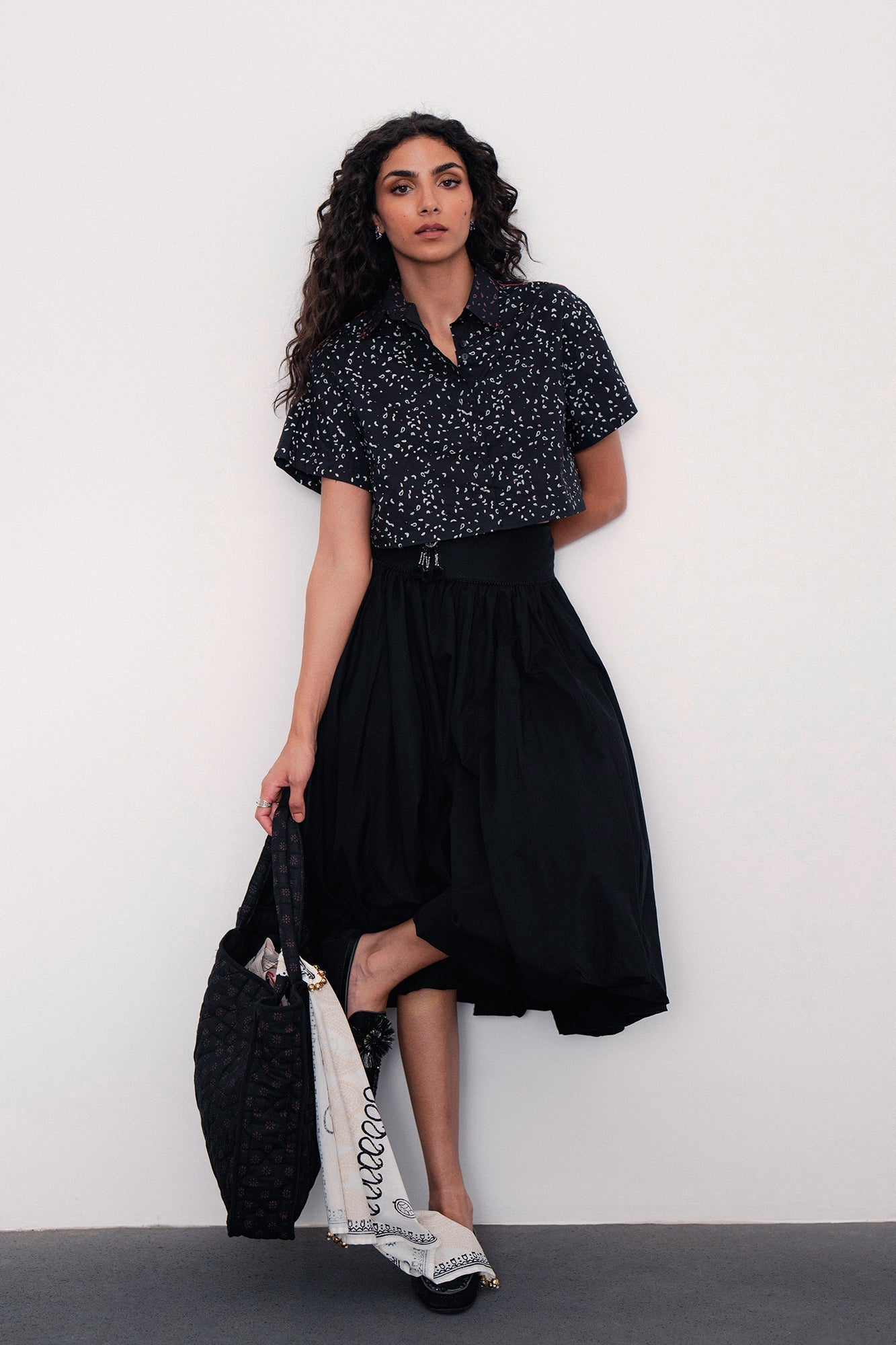 CROPPED BUTTON DOWN SHIRT (E0024/120/902)