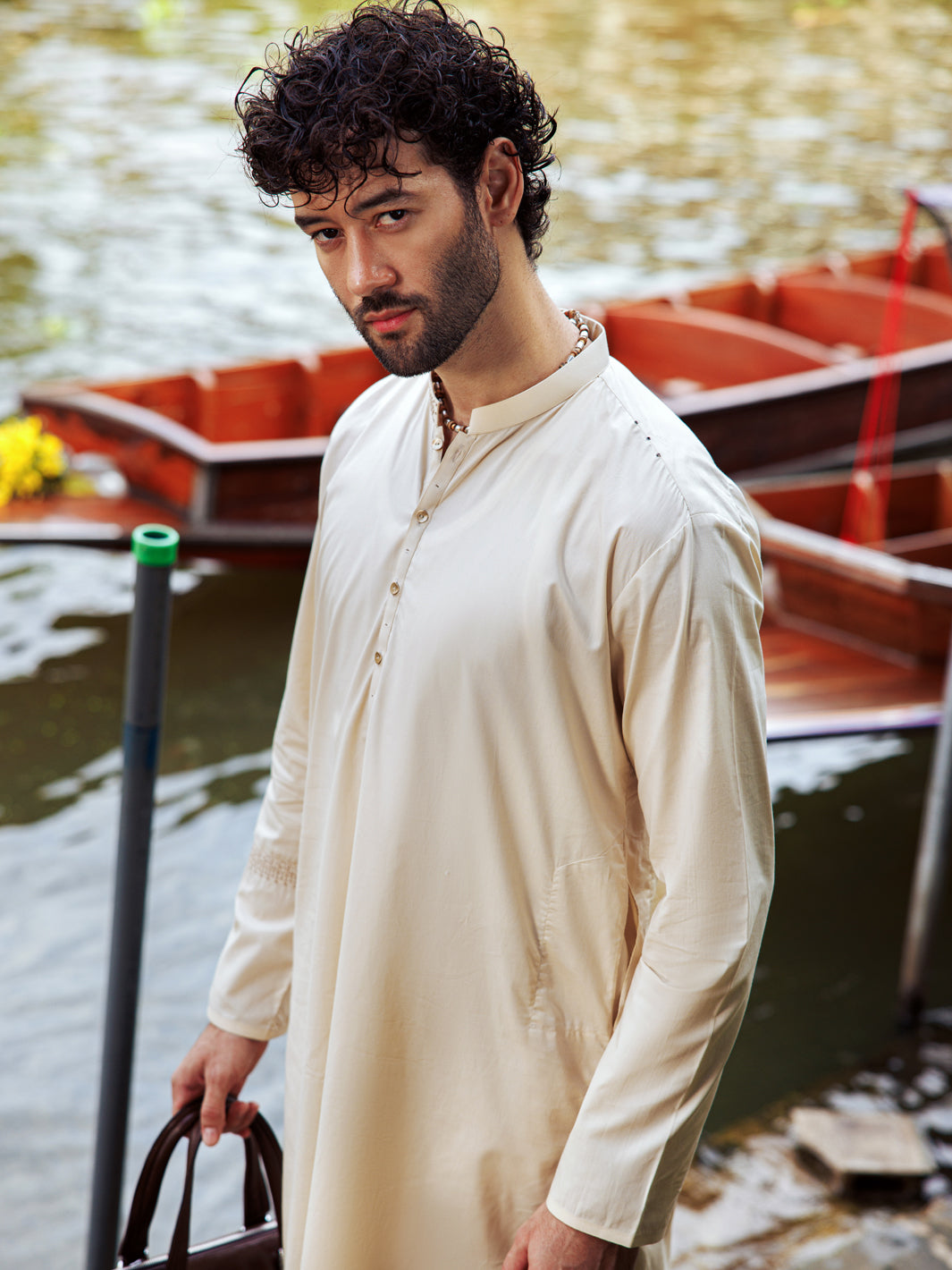 Cream Cotton Kurta Trouser - AL-KT-2989