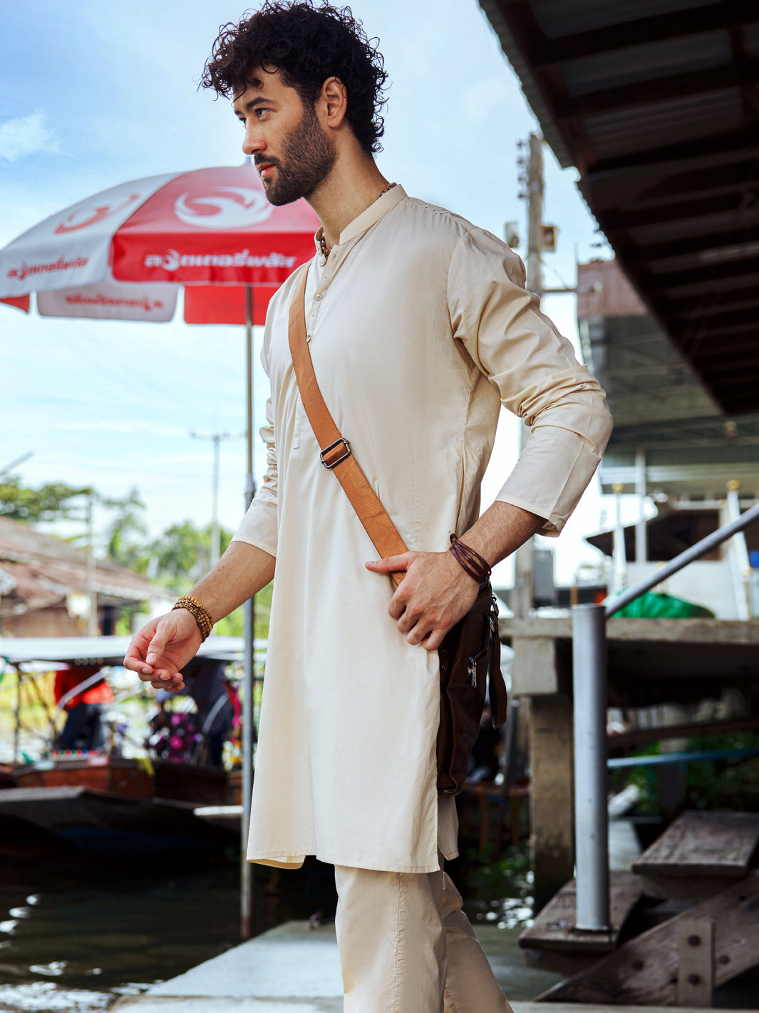 Cream Cotton Kurta Trouser - AL-KT-2989
