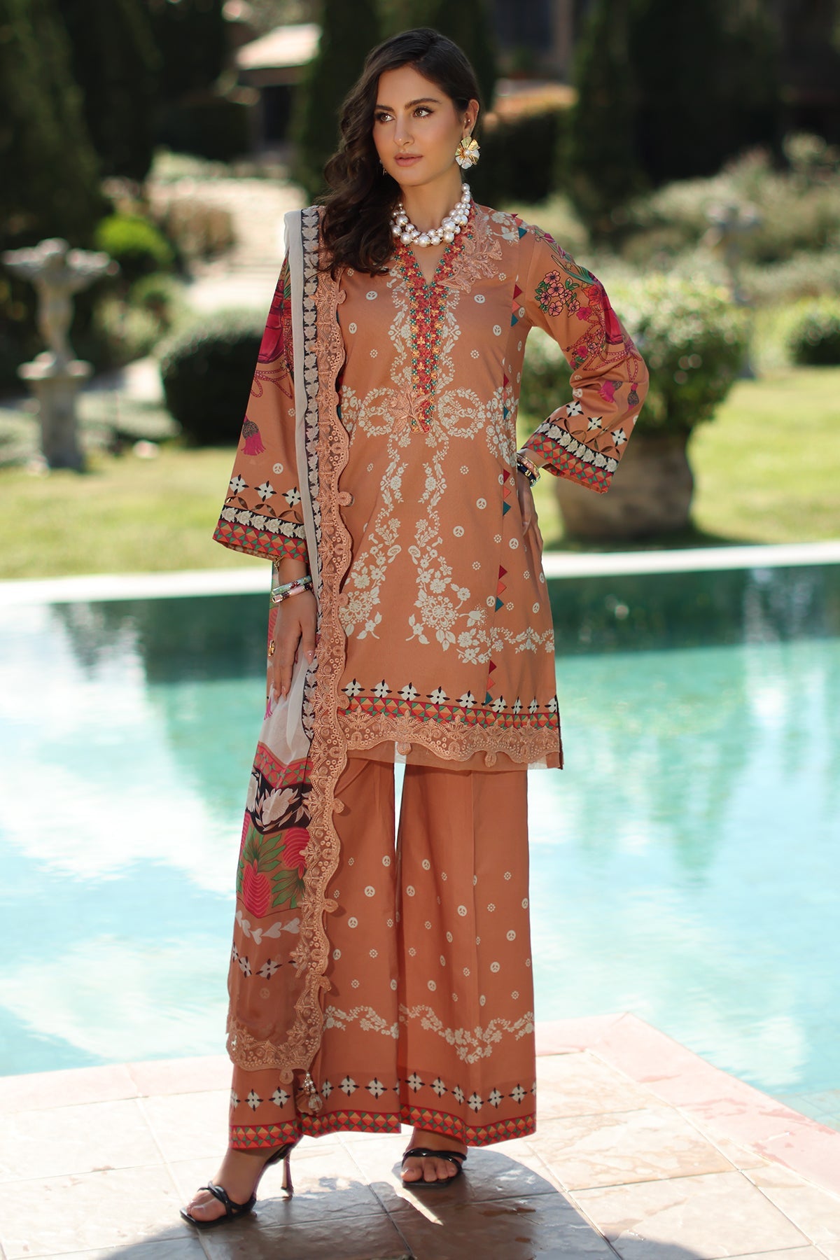 3-PC Unstitched Embroidered  Lawn  SLC27-04
