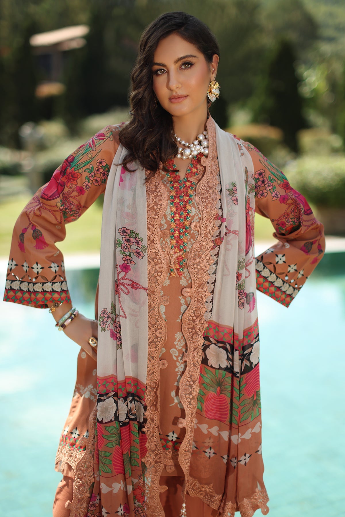3-PC Unstitched Embroidered  Lawn  SLC27-04