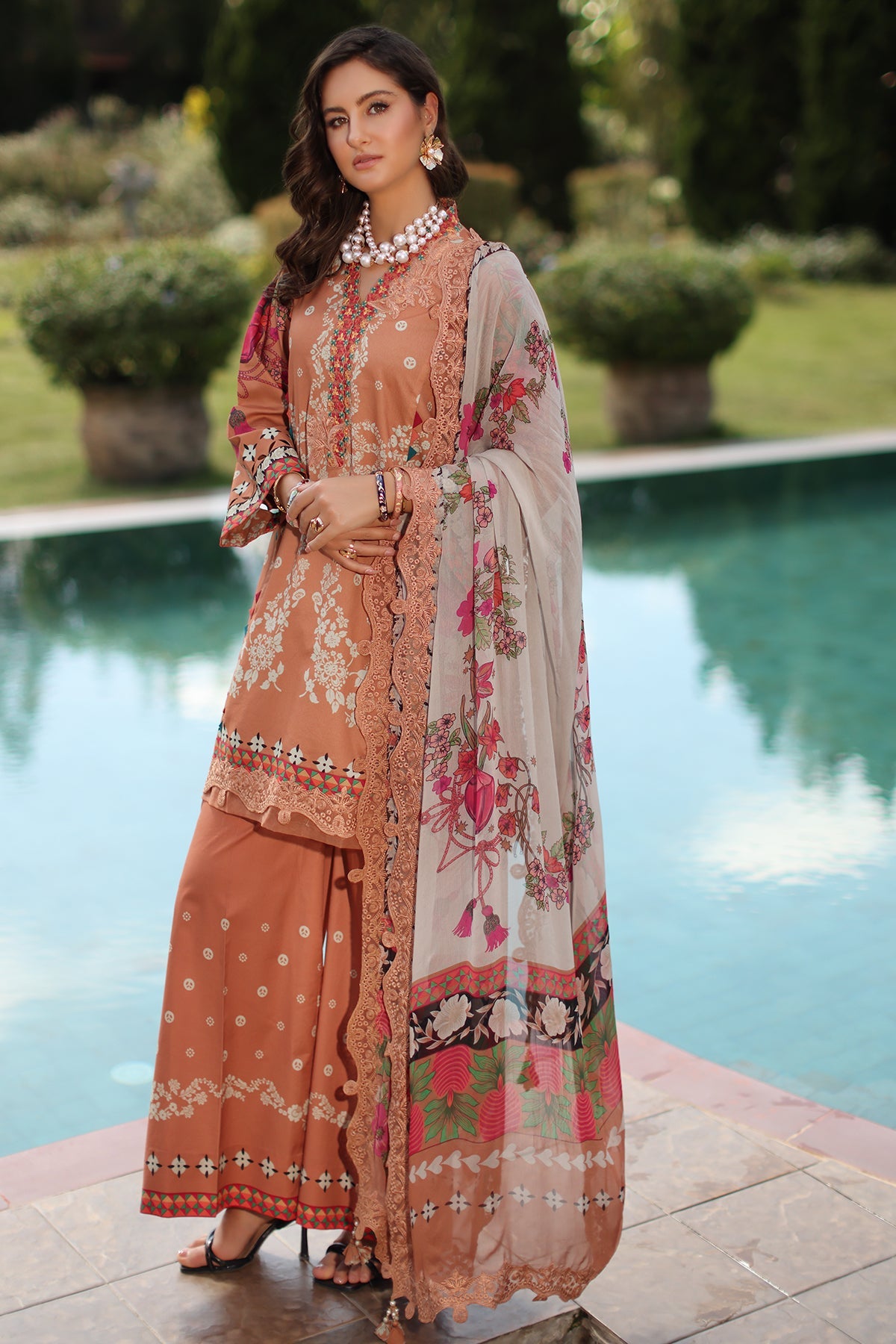 3-PC Unstitched Embroidered  Lawn  SLC27-04