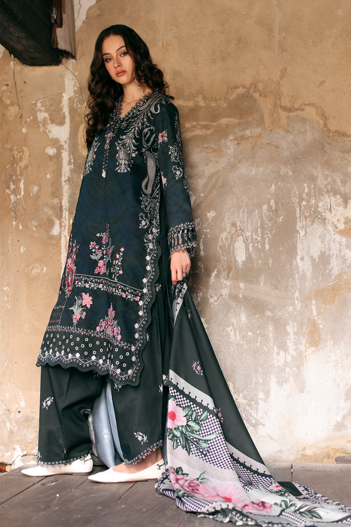 3-PC Unstitched Embroidered Linen Collection  ANW7-01P