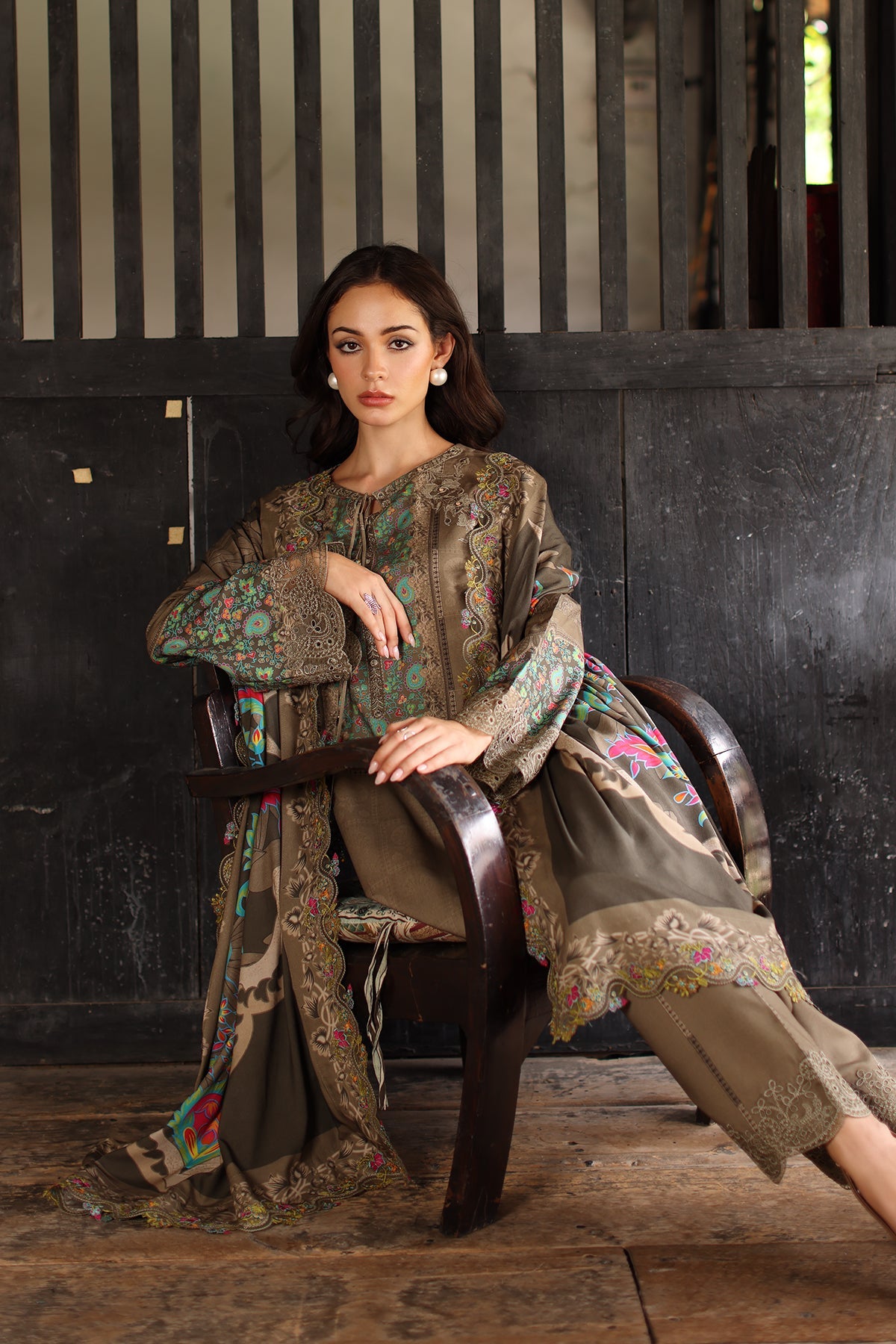 3-PC Unstitched Embroidered Linen Collection  ANW7-05P