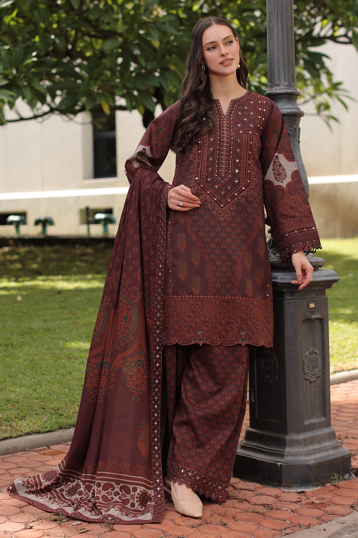 3-PC Unstitched Embroidered Linen Collection  ANW7-13