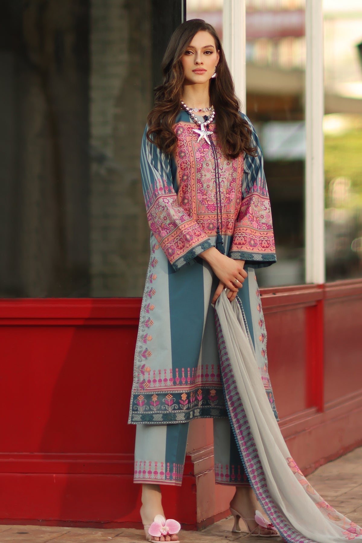 3-PC Unstitched Embroidered Lawn Collection AG6-09