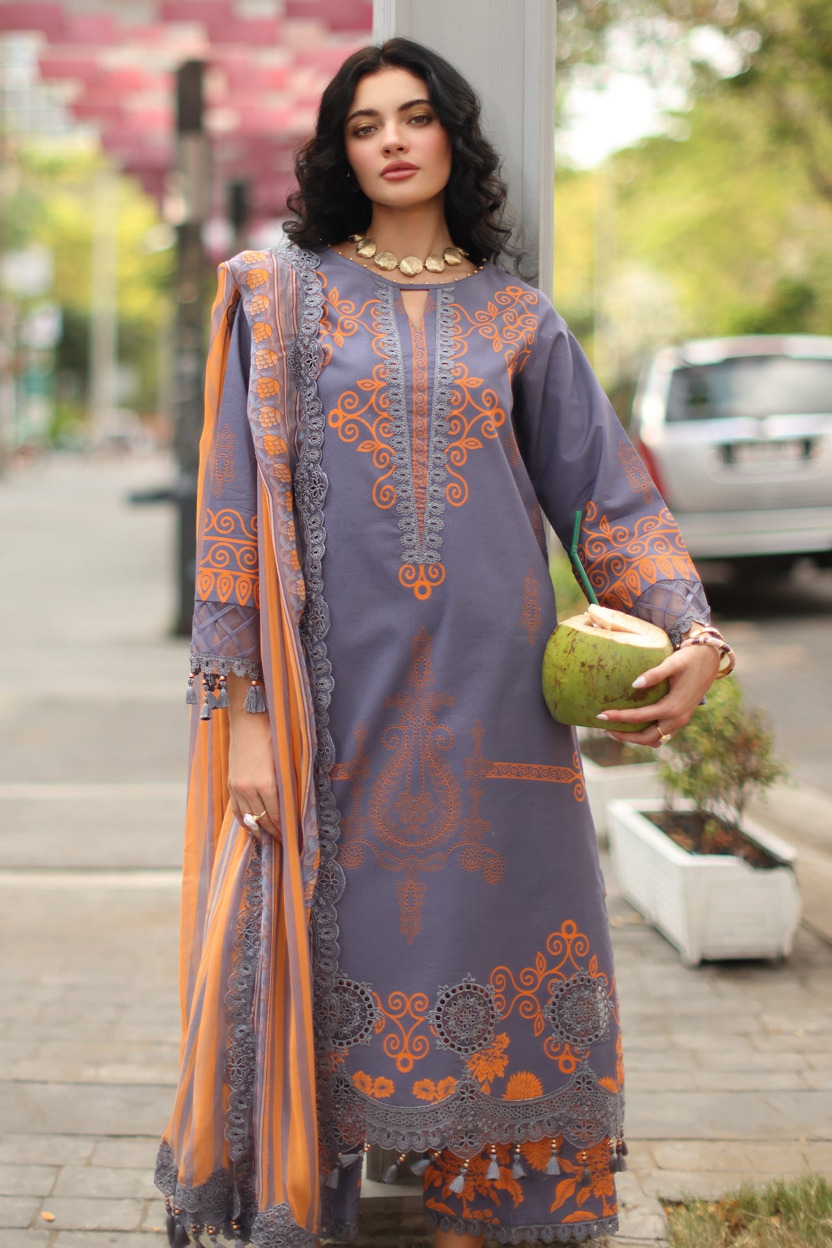 3-PC Stitched Embroidered Lawn  CC6-19P