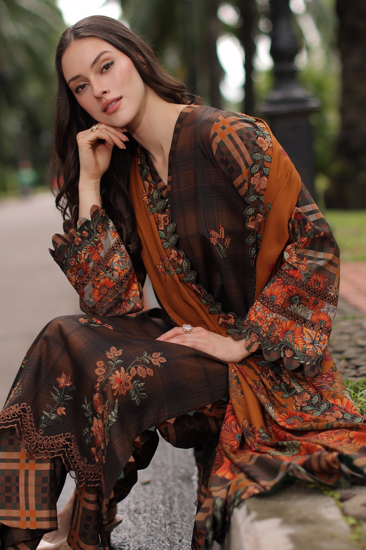 3-PC Unstitched Embroidered Linen Collection  ANW7-15