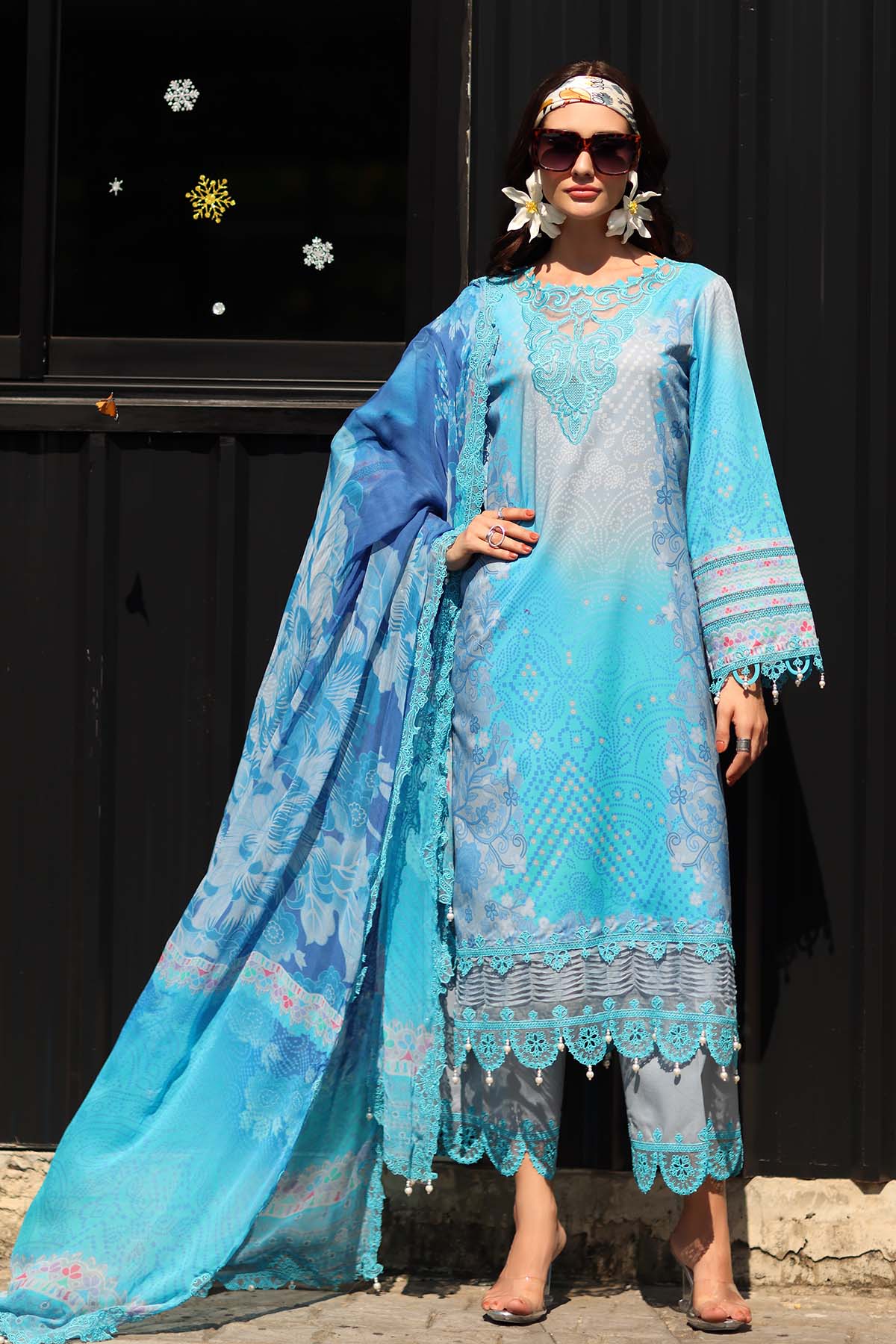 3-PC Unstitched Embroidered  Lawn  SLC27-09