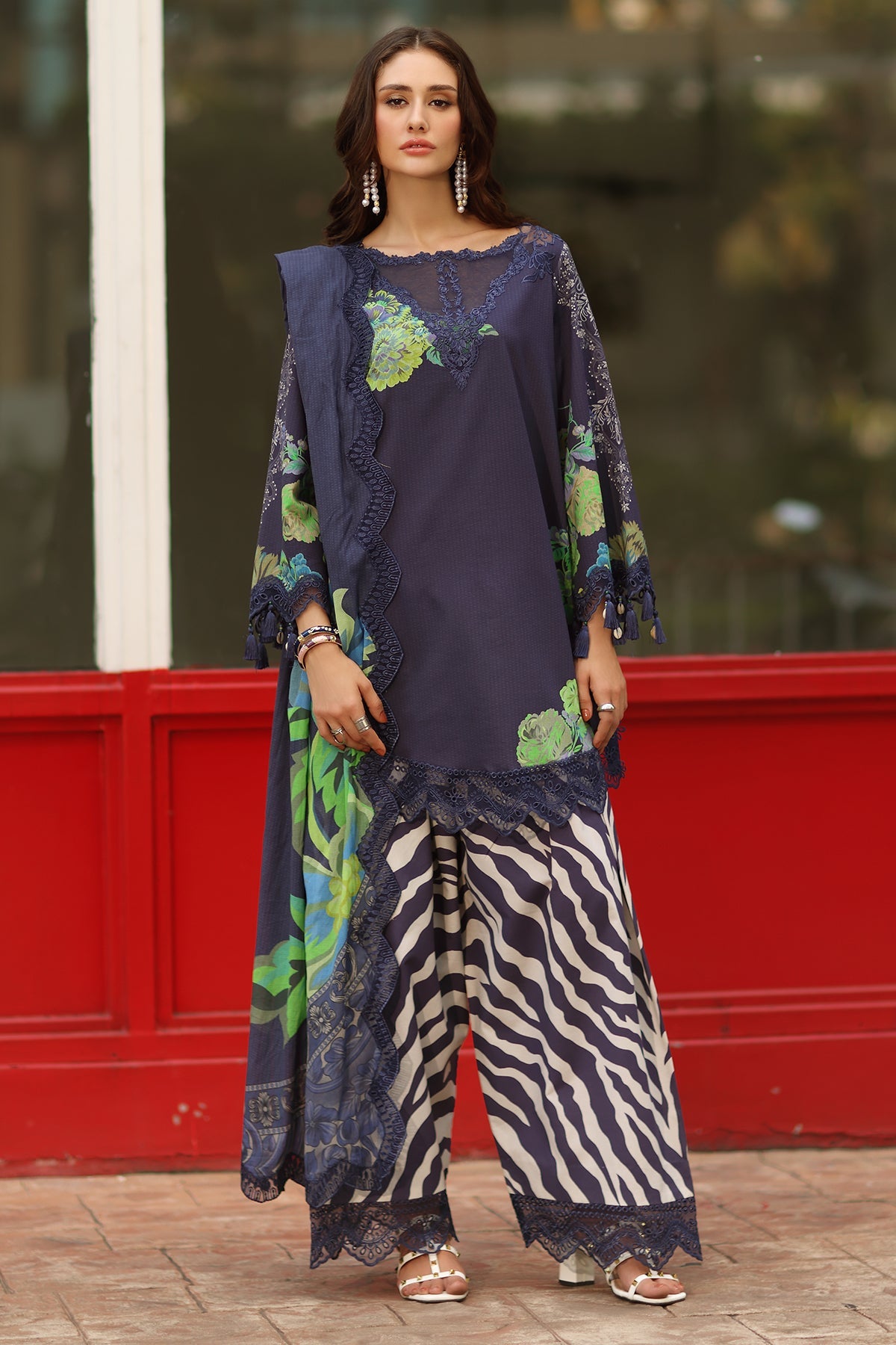 3-PC Unstitched Embroidered Lawn RN6-07