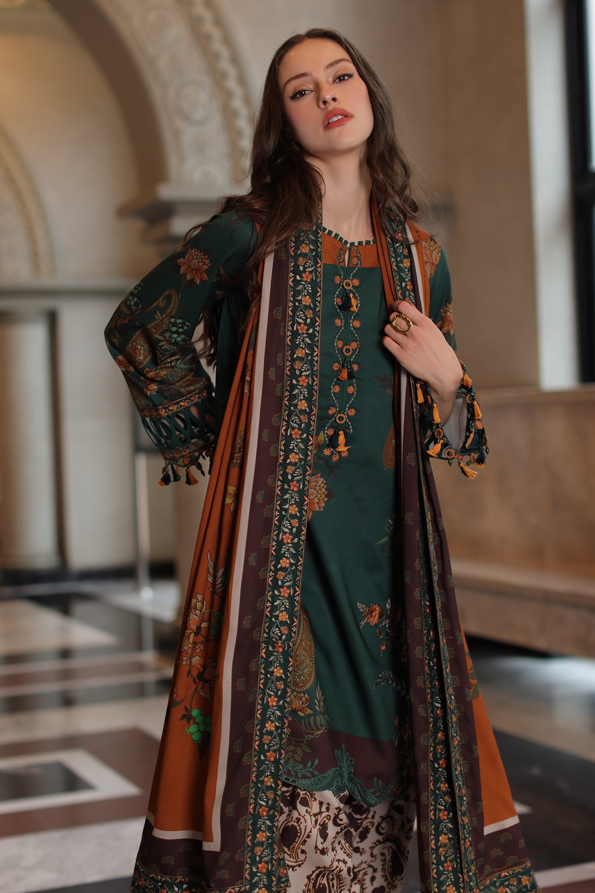 3-PC Unstitched Embroidered Linen Collection  ANW7-16