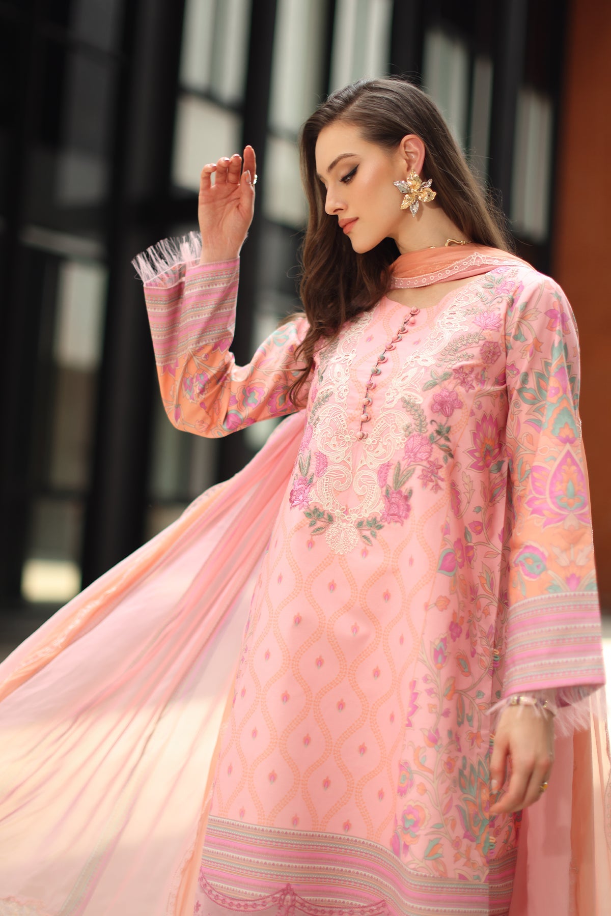 3-PC Unstitched Embroidered  Lawn  SLC27-17