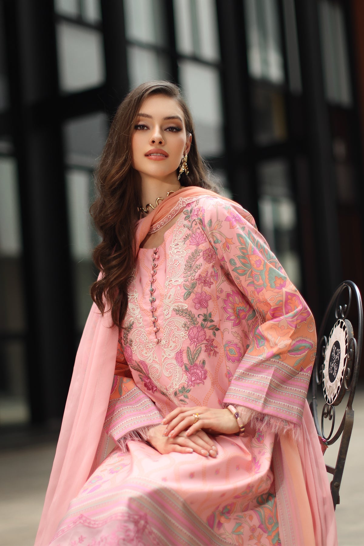 3-PC Unstitched Embroidered  Lawn  SLC27-17