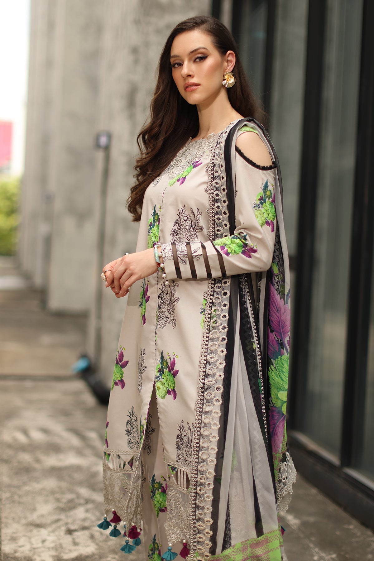 3-PC Stitched Embroidered Lawn  CC6-23P