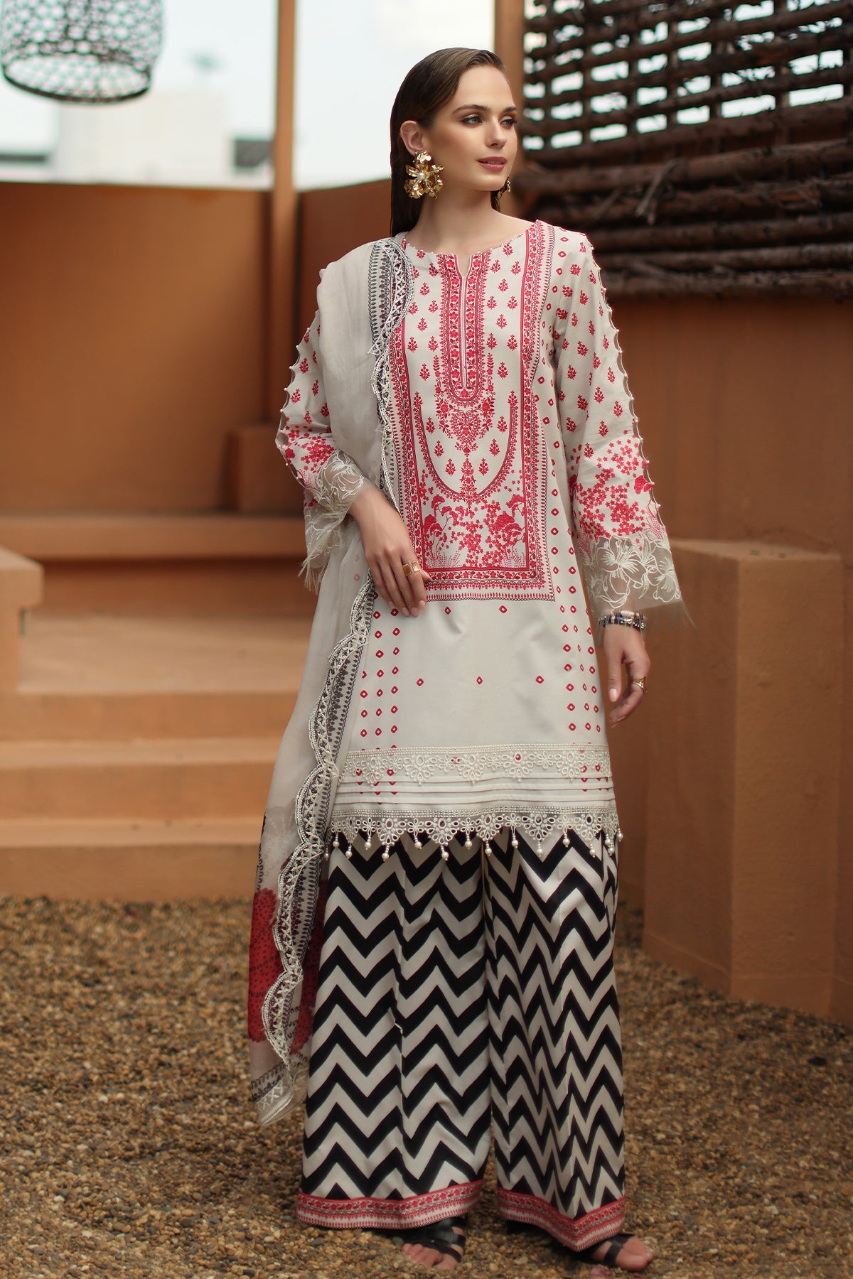 3-PC Unstitched Embroidered  Lawn  SLC27-07