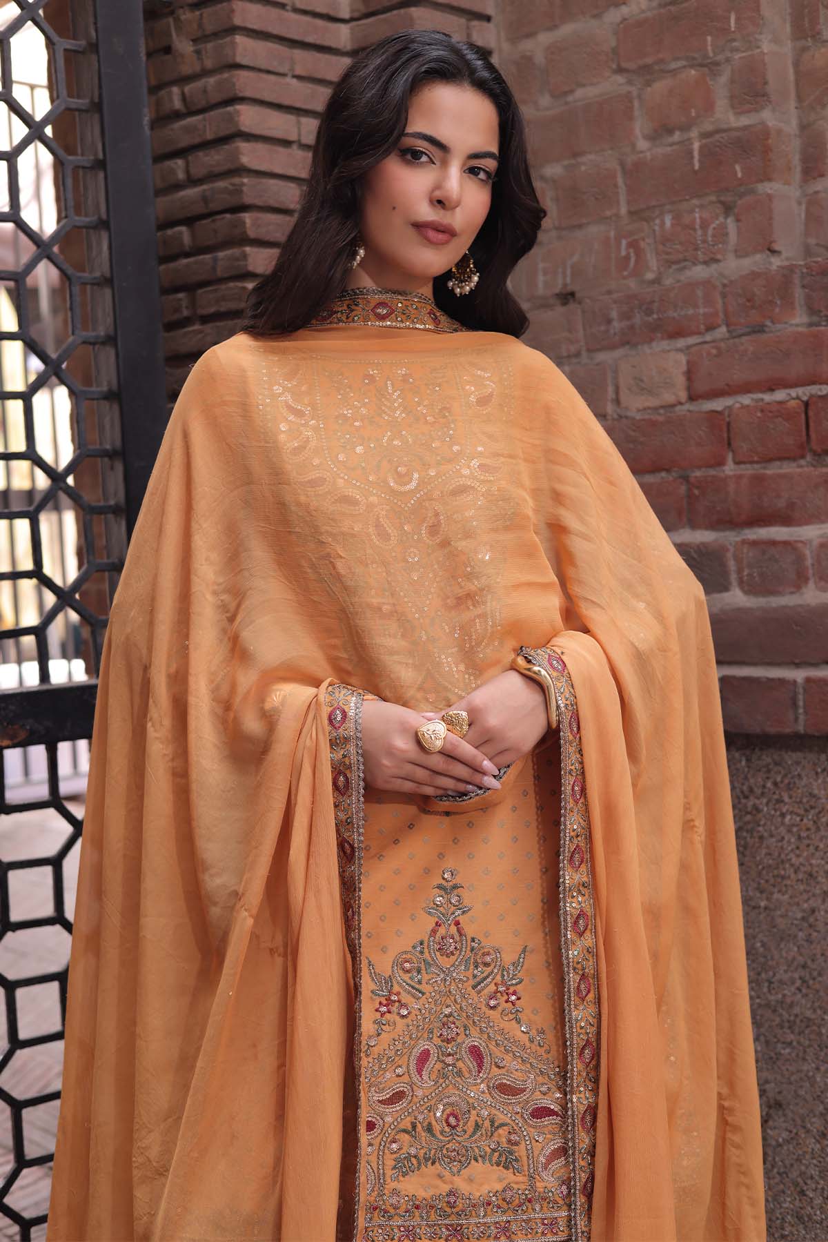 3-PC Stitched Embroidered Raw Silk CMA-6-483