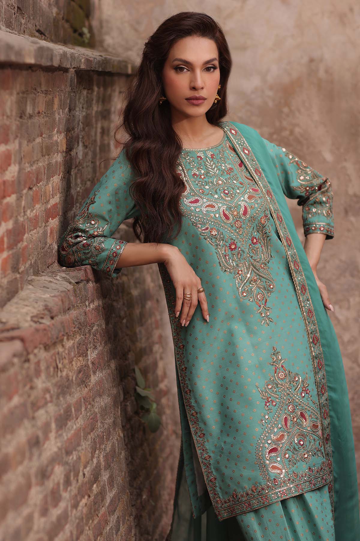 3-PC Stitched Embroidered  Raw Silk  CMA-6-482