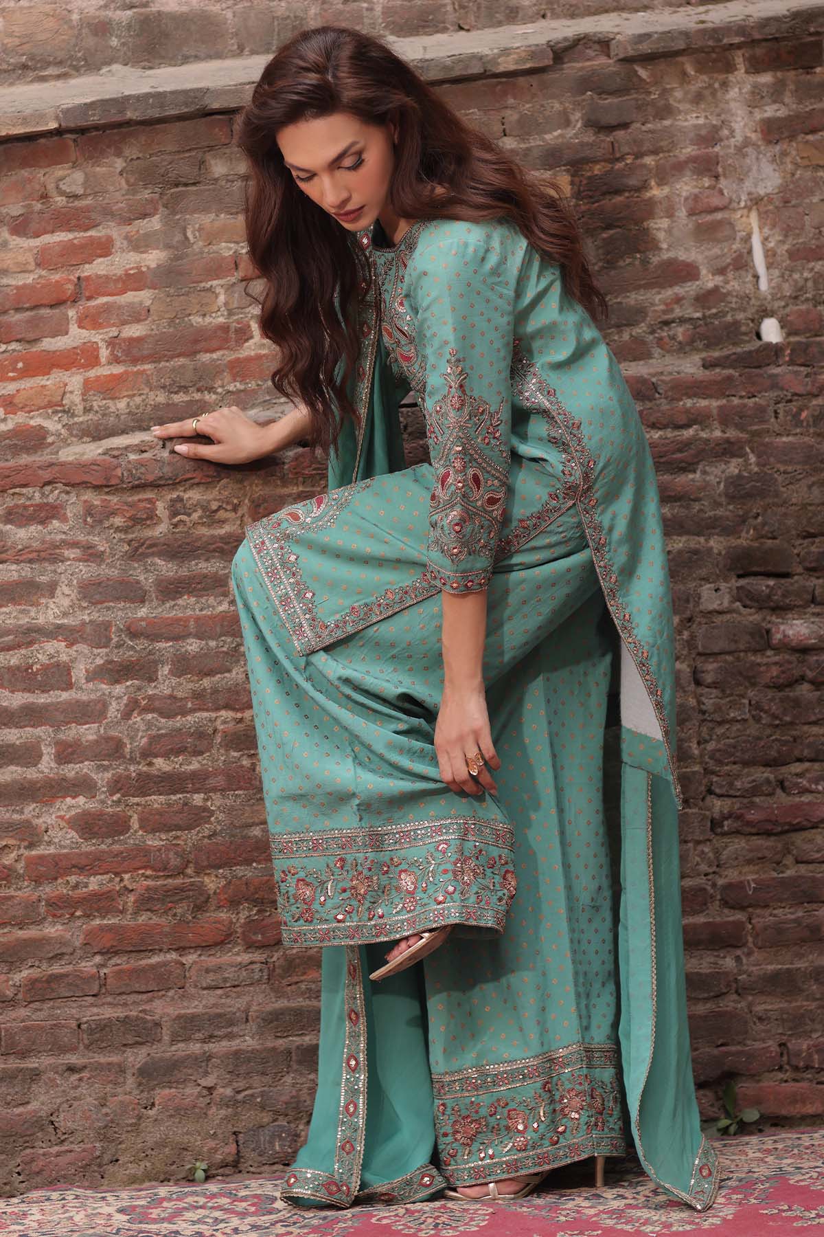 3-PC Stitched Embroidered  Raw Silk  CMA-6-482