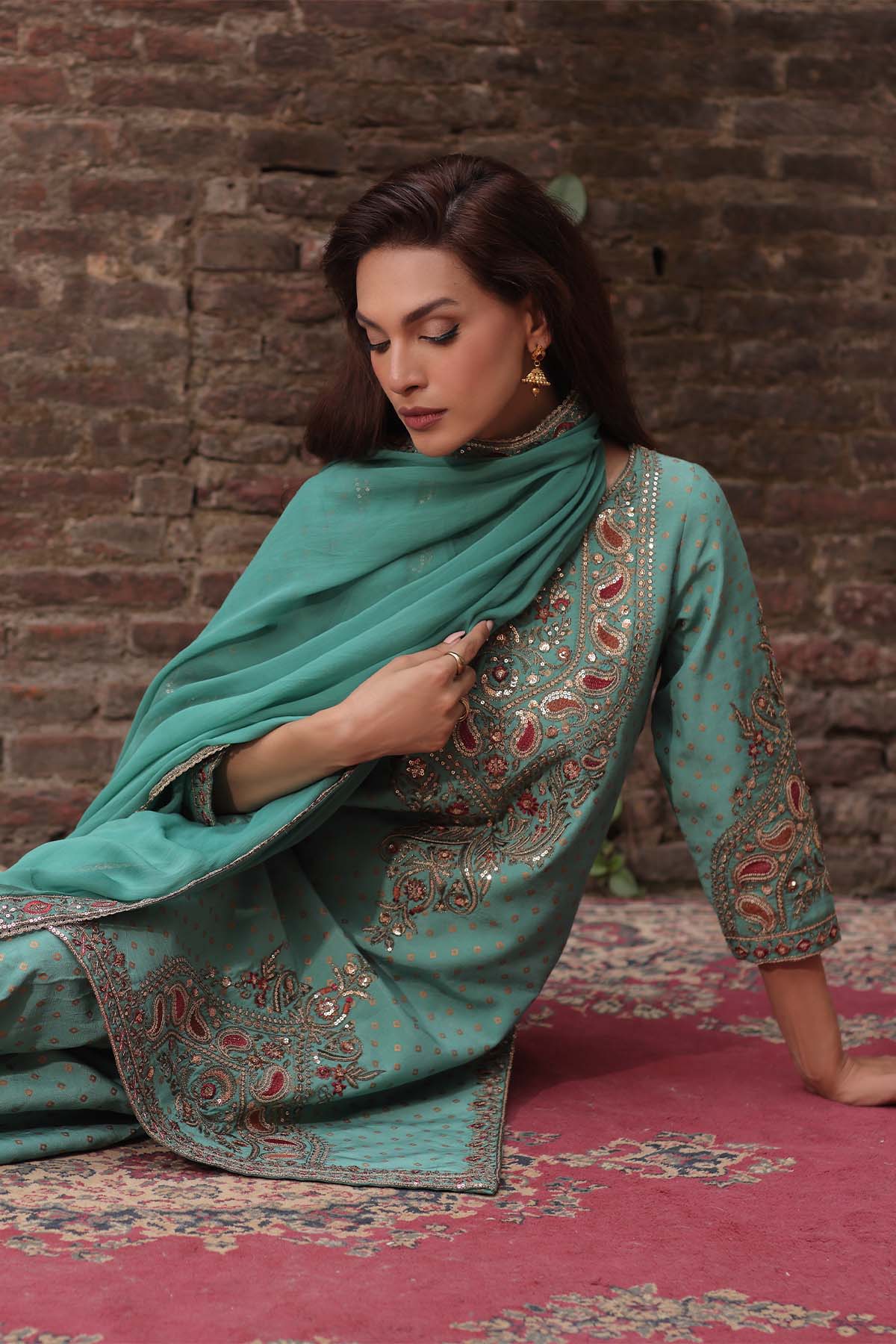 3-PC Stitched Embroidered  Raw Silk  CMA-6-482