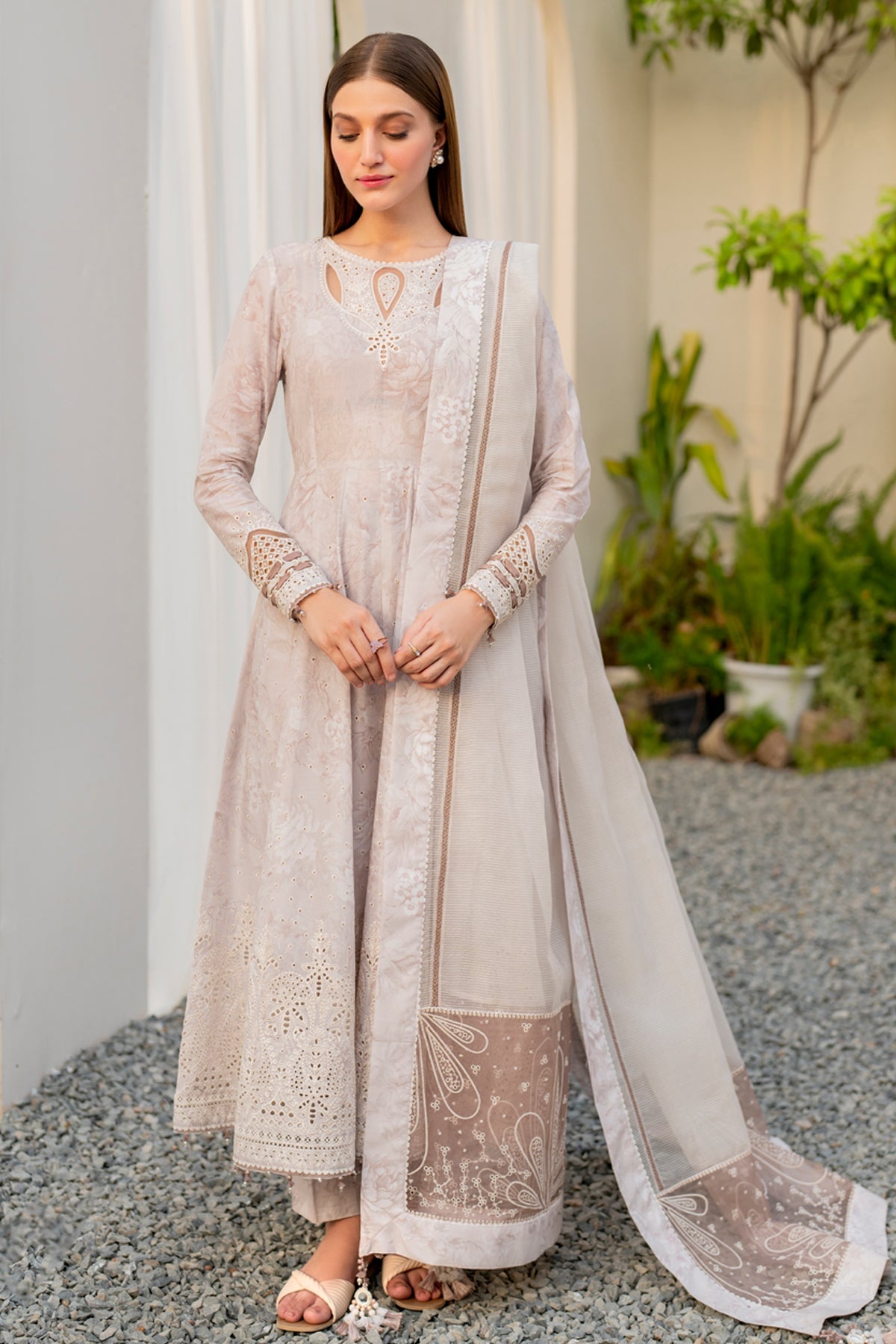 3 Piece Embroidered Raw Silk Suit