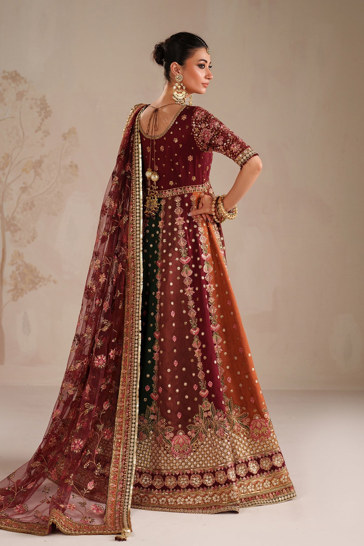 2 Piece Embroidered Organza Suit