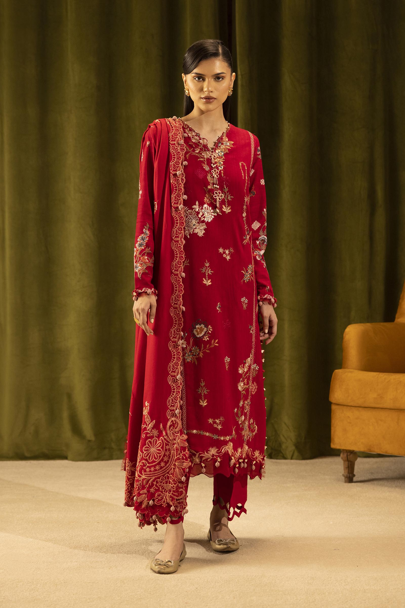 Unstitched Slub Muzlin 3 Piece Suit