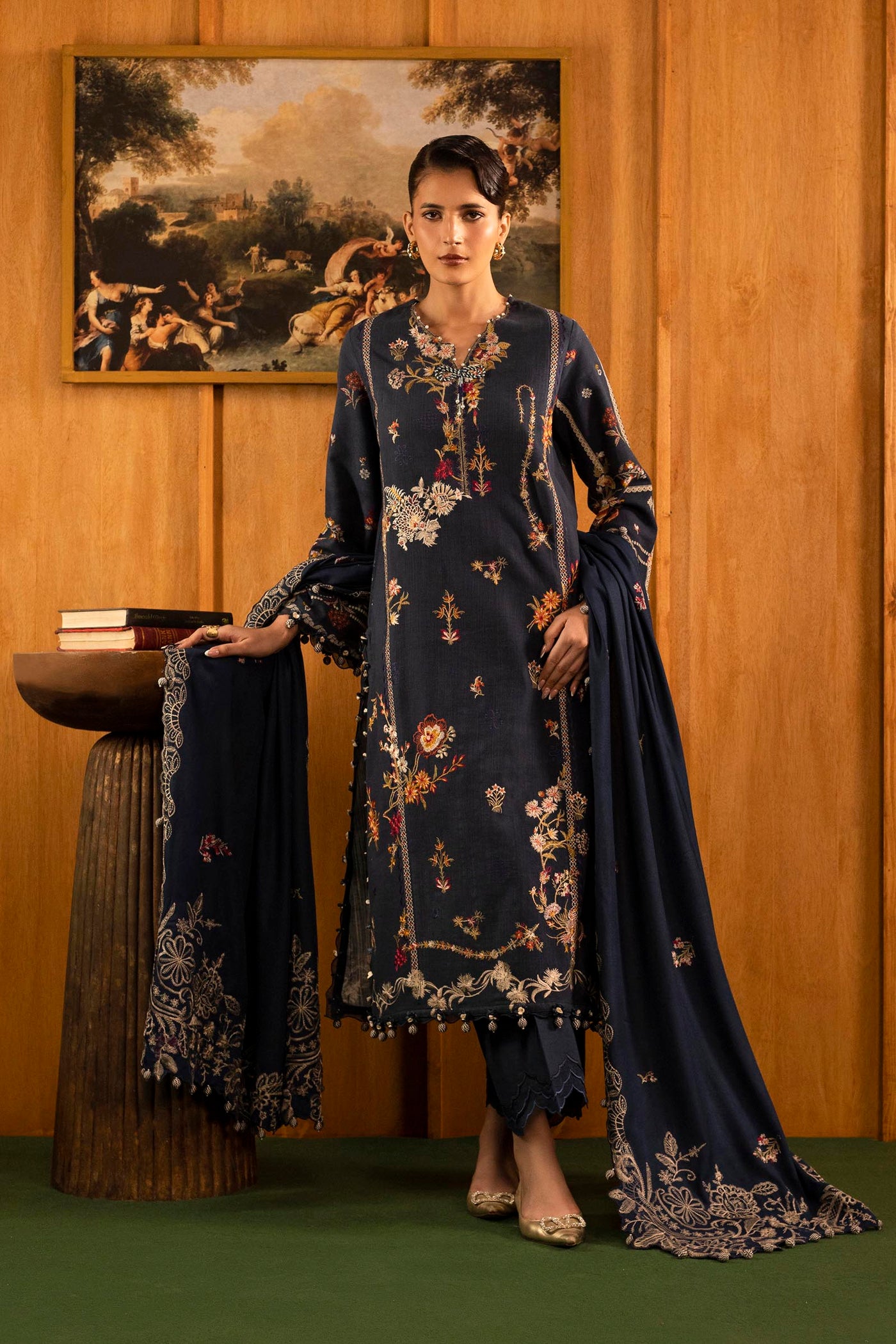 Unstitched Slub Muzlin 3 Piece Suit
