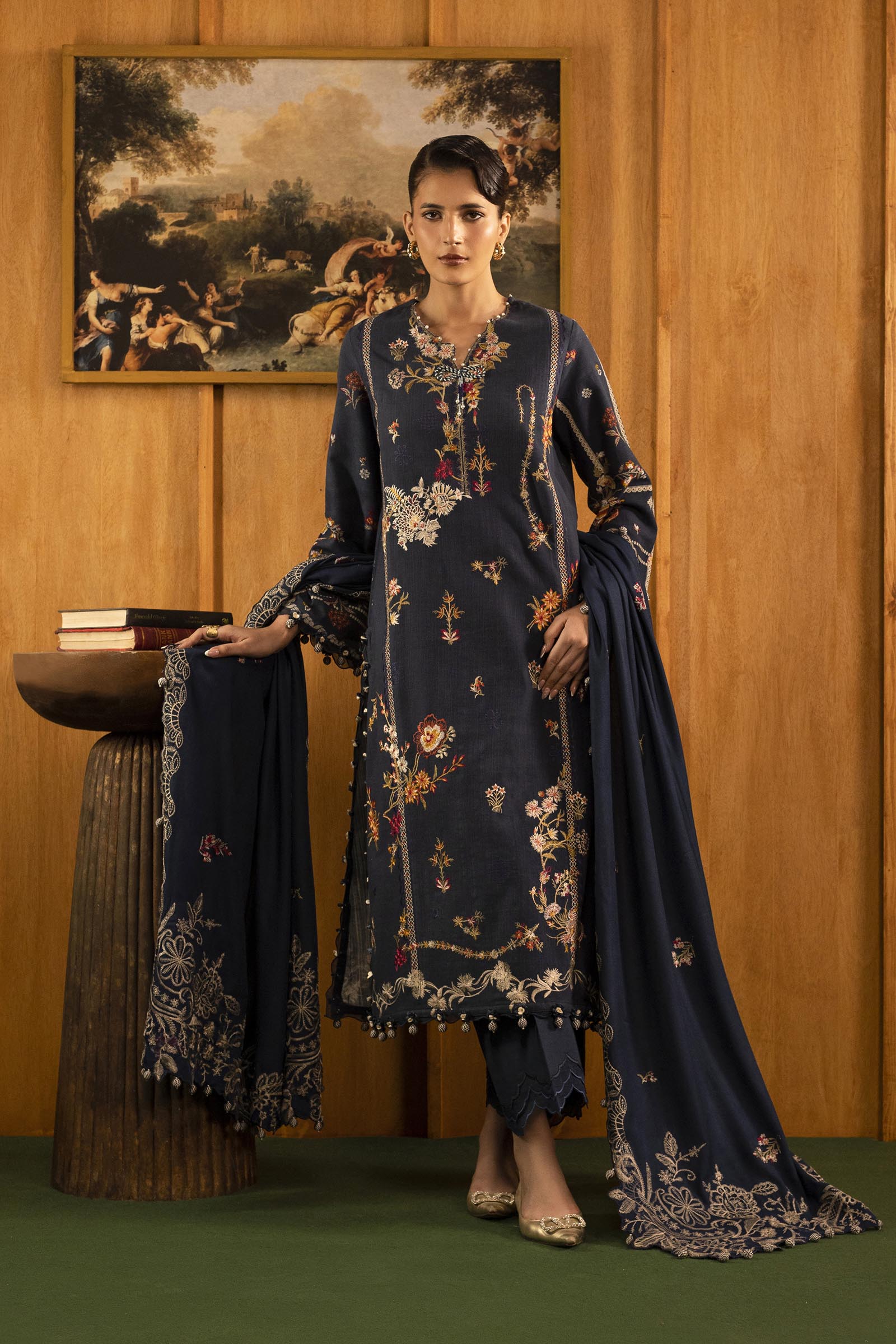 Unstitched Slub Muzlin 3 Piece Suit