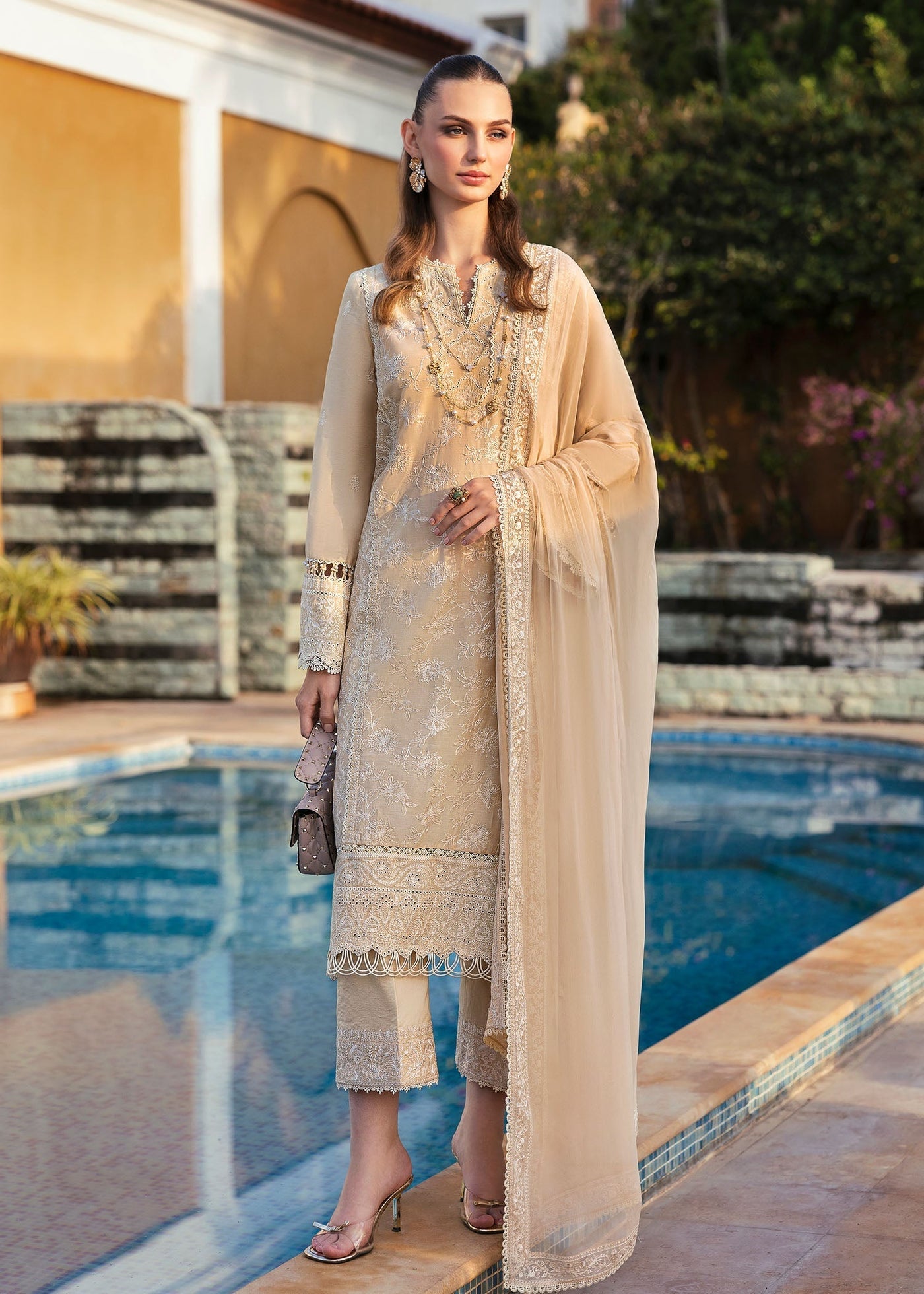 Cambric Embroidered Co-Ord Set
