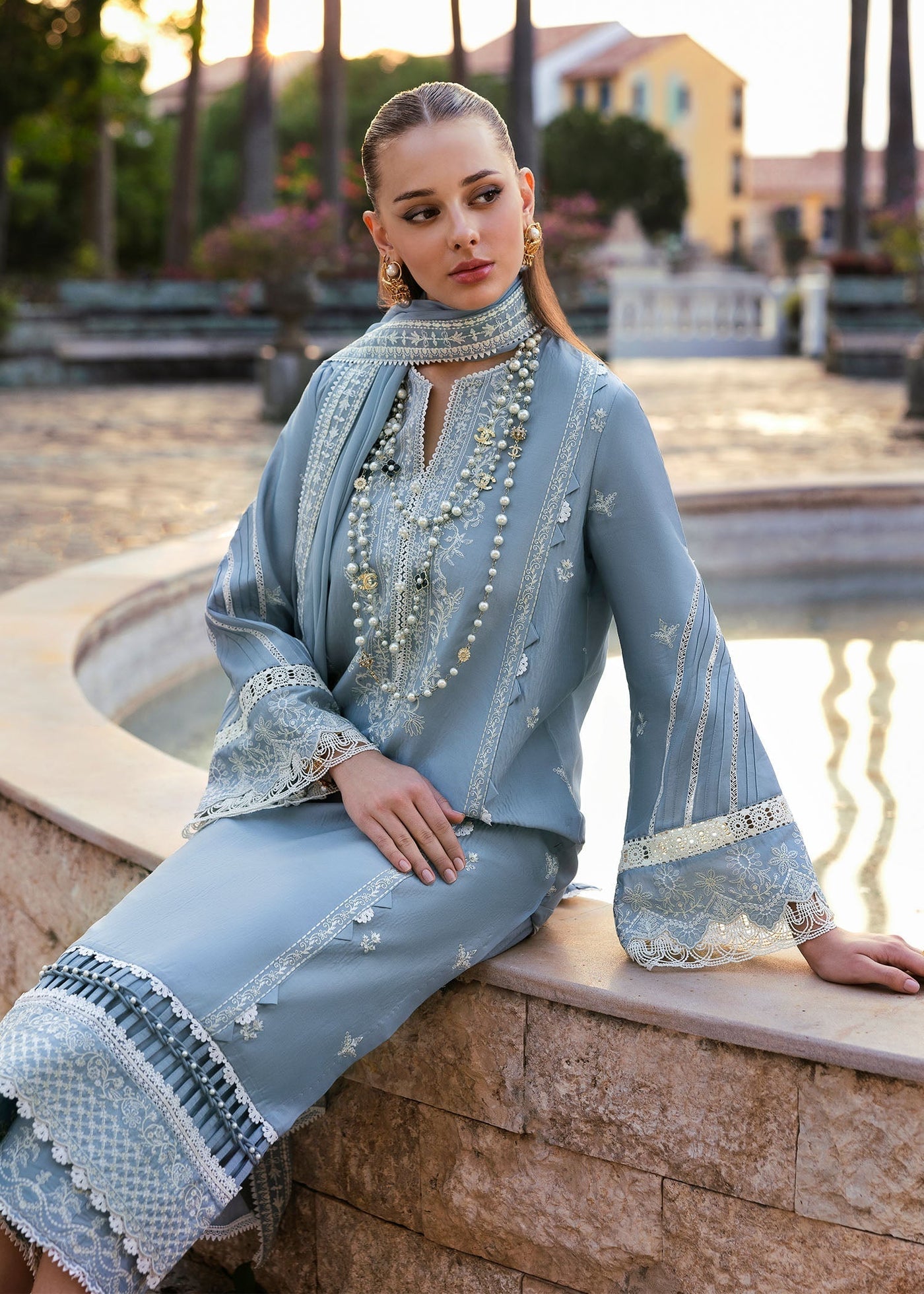 Cambric Embroidered Co-Ord Set