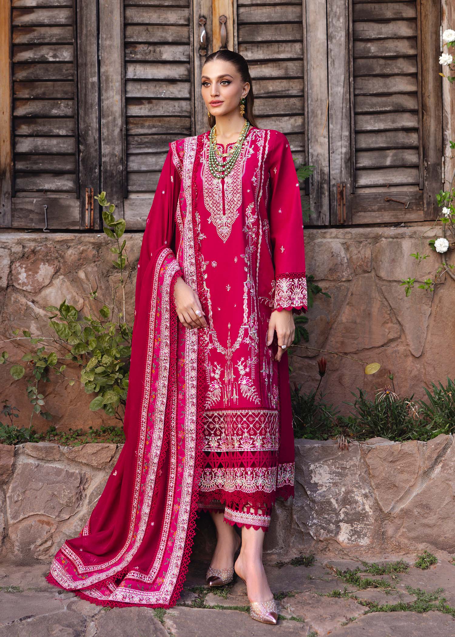 3 Piece Embroidered Organza Suit