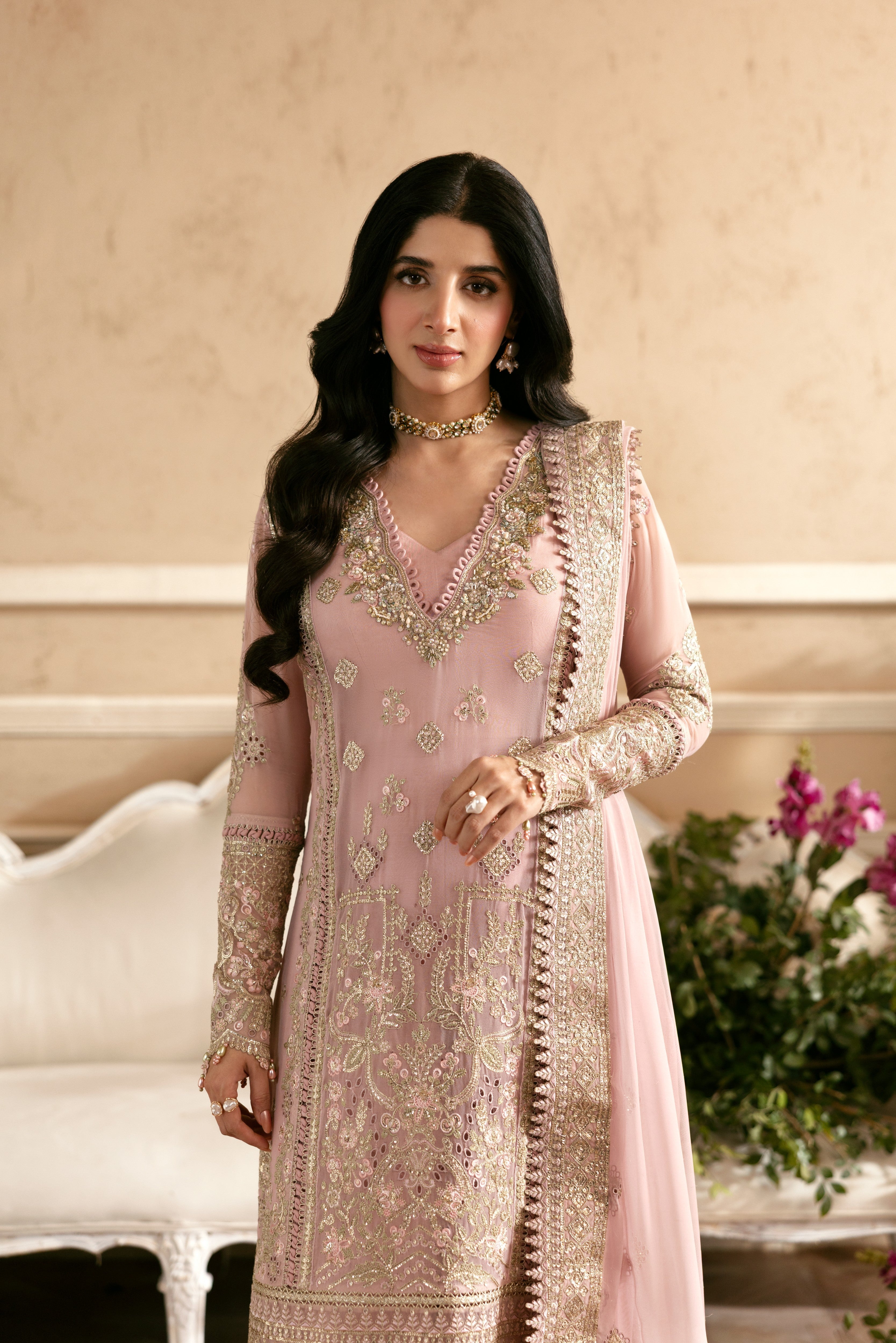 Aneelas Luxury Chiffon With Ada Work 4pc [MAWRA-03] [Dispatch Time 3 Months]