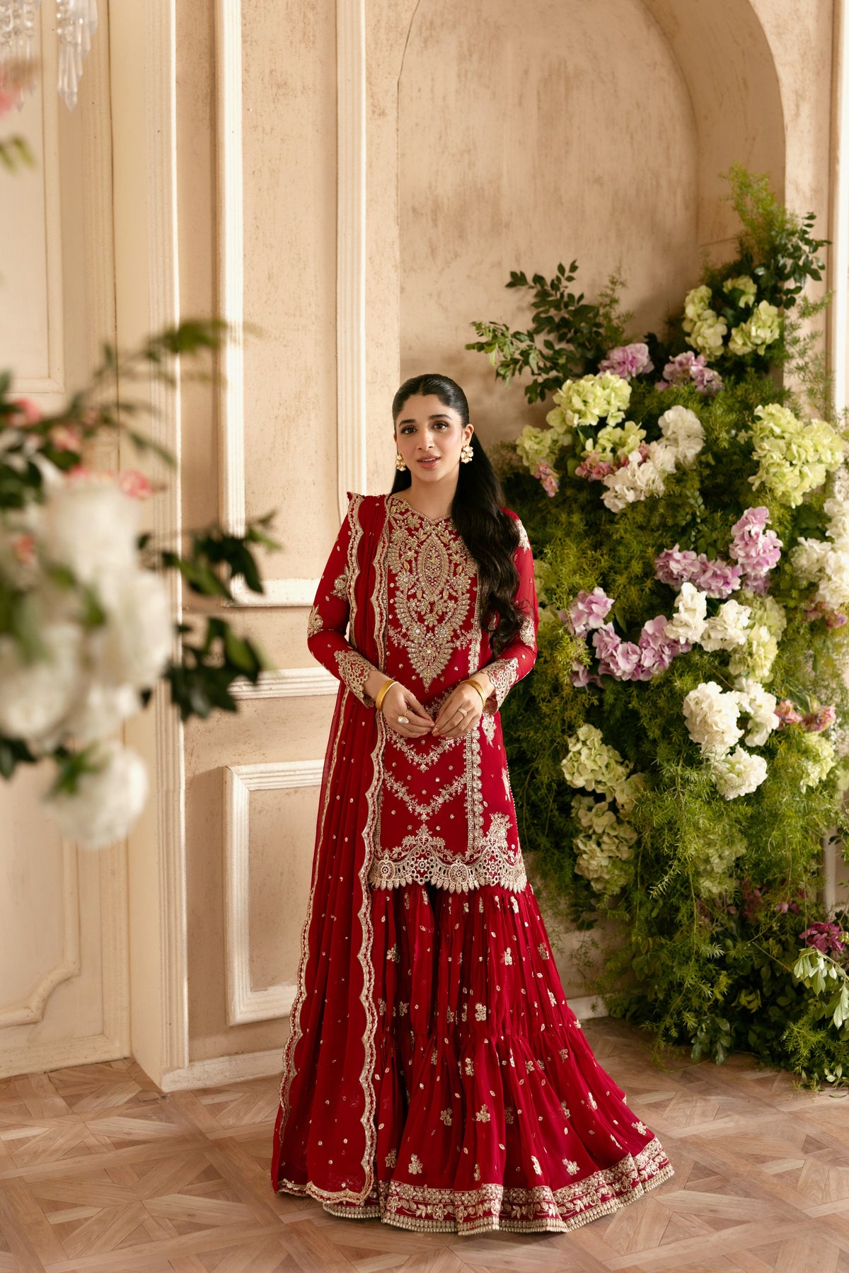 Aneelas Stiched Bridal/Wedding Chiffon With Ada Work 3pc [MAWRA-02] [Dispatch Time 2 Month]