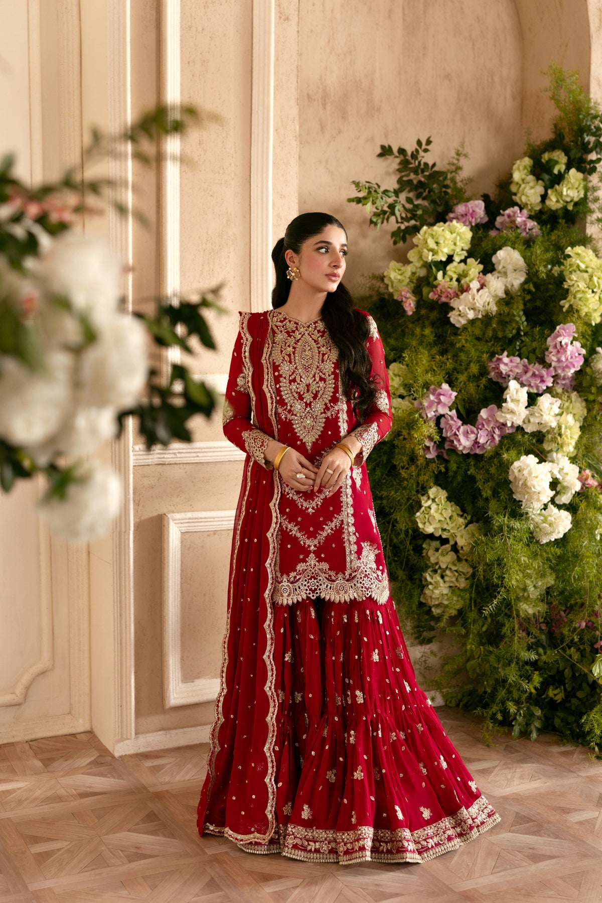 Aneelas Stiched Bridal/Wedding Chiffon With Ada Work 3pc [MAWRA-02] [Dispatch Time 2 Month]